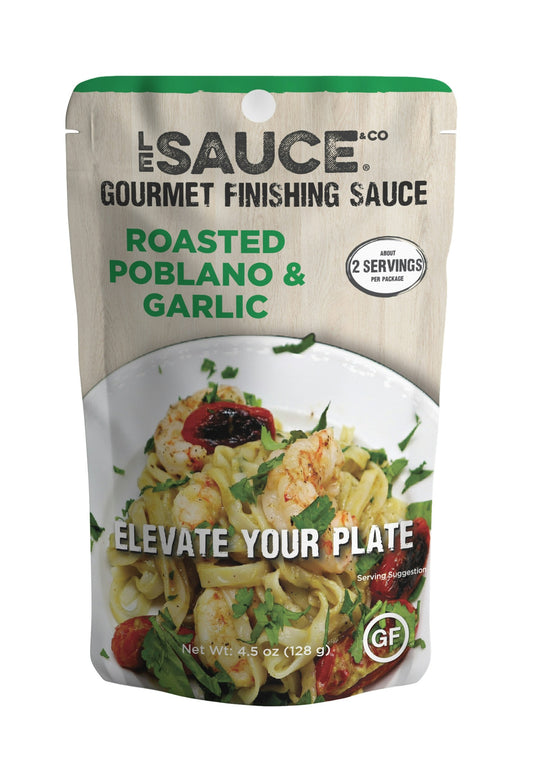 Le Sauce & Co. Roasted Poblano & Garlic Gourmet Finishing Sauce – 4.5 oz (Pack of 8)