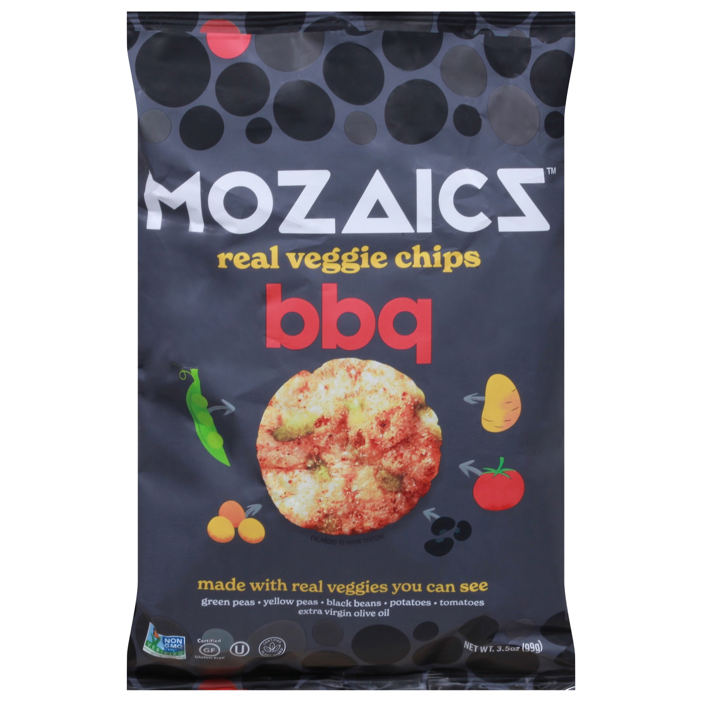 Mozaics Chips Veggie Barbeque Popped 3.5 Oz (Pack Of 6)