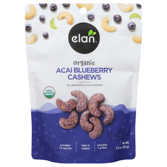Elan Cashews Blueberry Acai Organ 5.3 Oz (Pack Of 8)