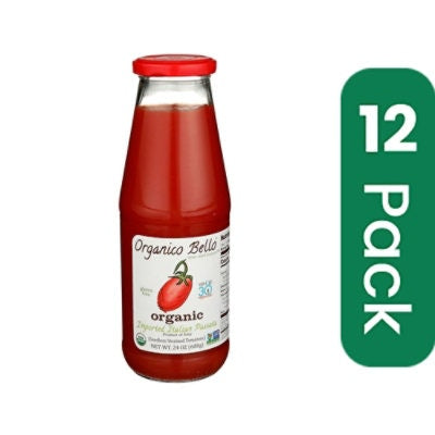 Organico Bello Organic Italian Strained Tomato - 28 Ounce (Pack of 12)