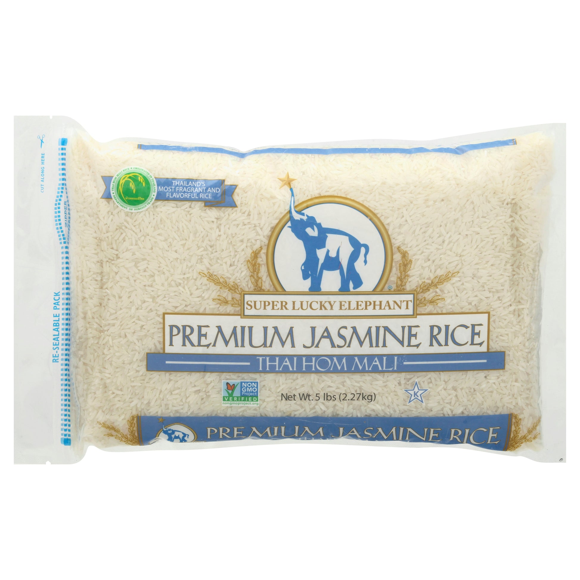 Super Lucky Elephant Rice Jasmine 5 Lb (Pack of 8)