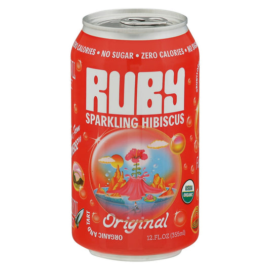 Ruby Hibiscus Water Sparkling Original Organic 12 Fo Pack of 12