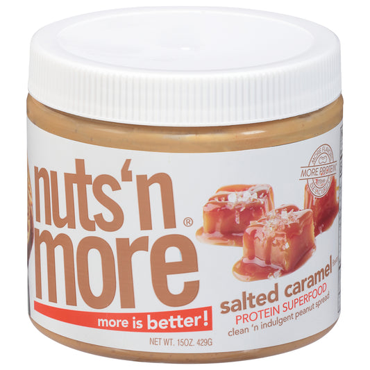 Nuts and More Spread Peanut Butter Salted Caramel 15 oz (Pack Of 6)