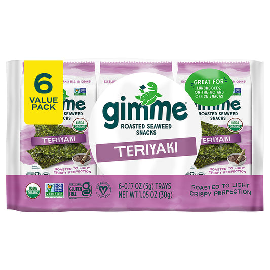 Gimme Seaweed Roasted Teriyaki 6 Count 1.05 oz (Pack Of 8)