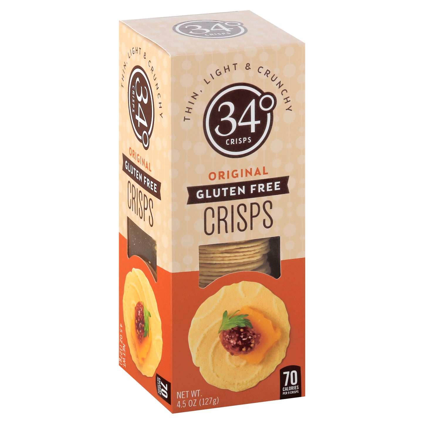 34 Degrees Crisps Bread Original Gluten free 4.5 oz (Pack Of 12)