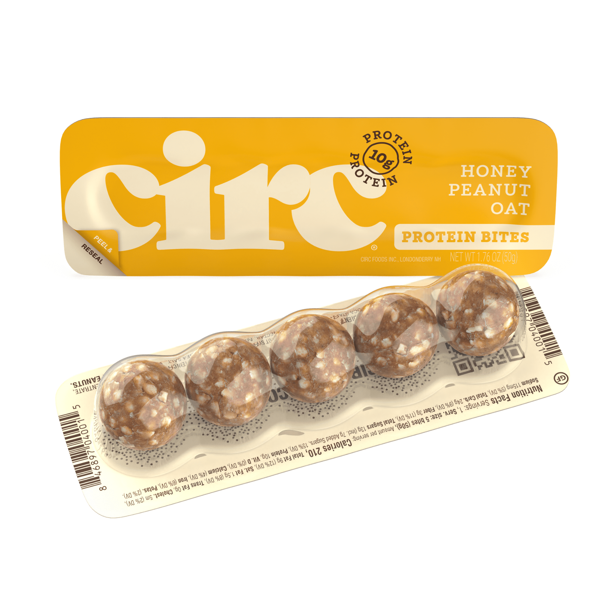 CIRC (Pack of 24) Circ Bites Honey Peanut Butter Oat Ball Bites Natural Groce 1.76 Oz