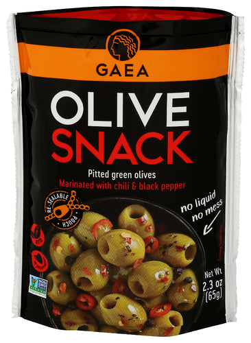 GAEA NORTH AMER (Pack of 16) Gaea North America Greek Olive Snack Pack Green Pitted Chili 2.3 Oz