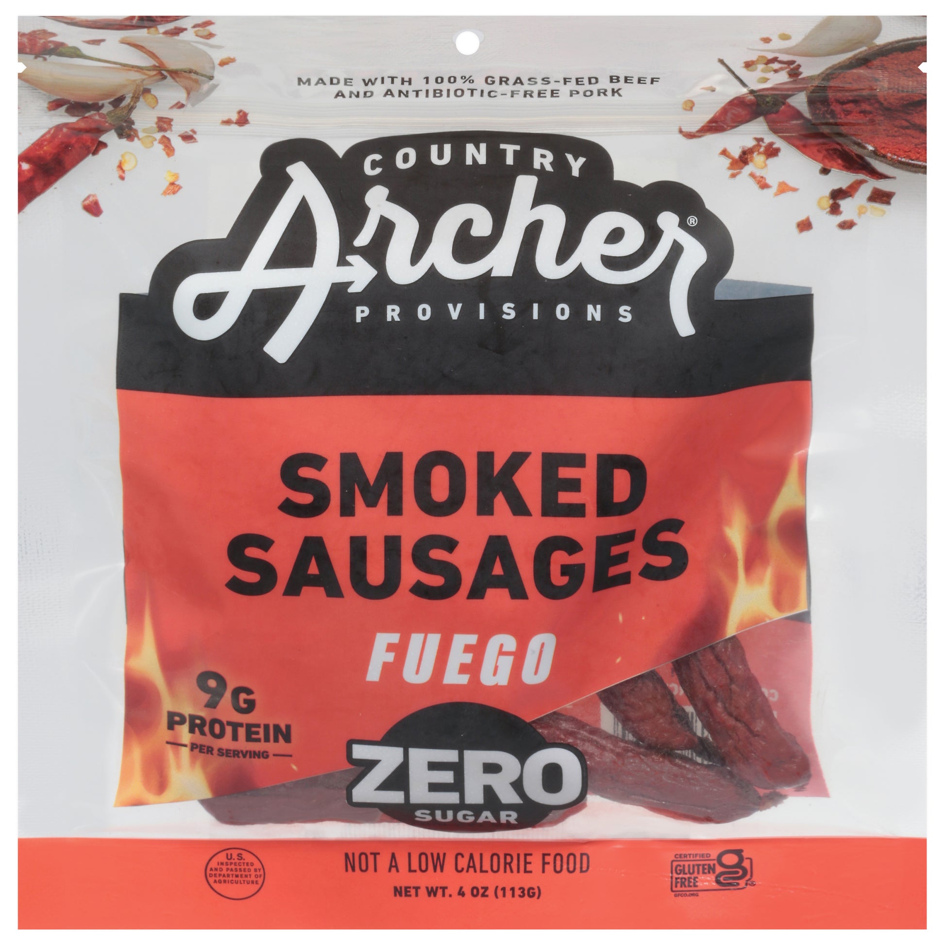 Country Archer Sausages Smoked Fuego 4 oz (Pack Of 10)