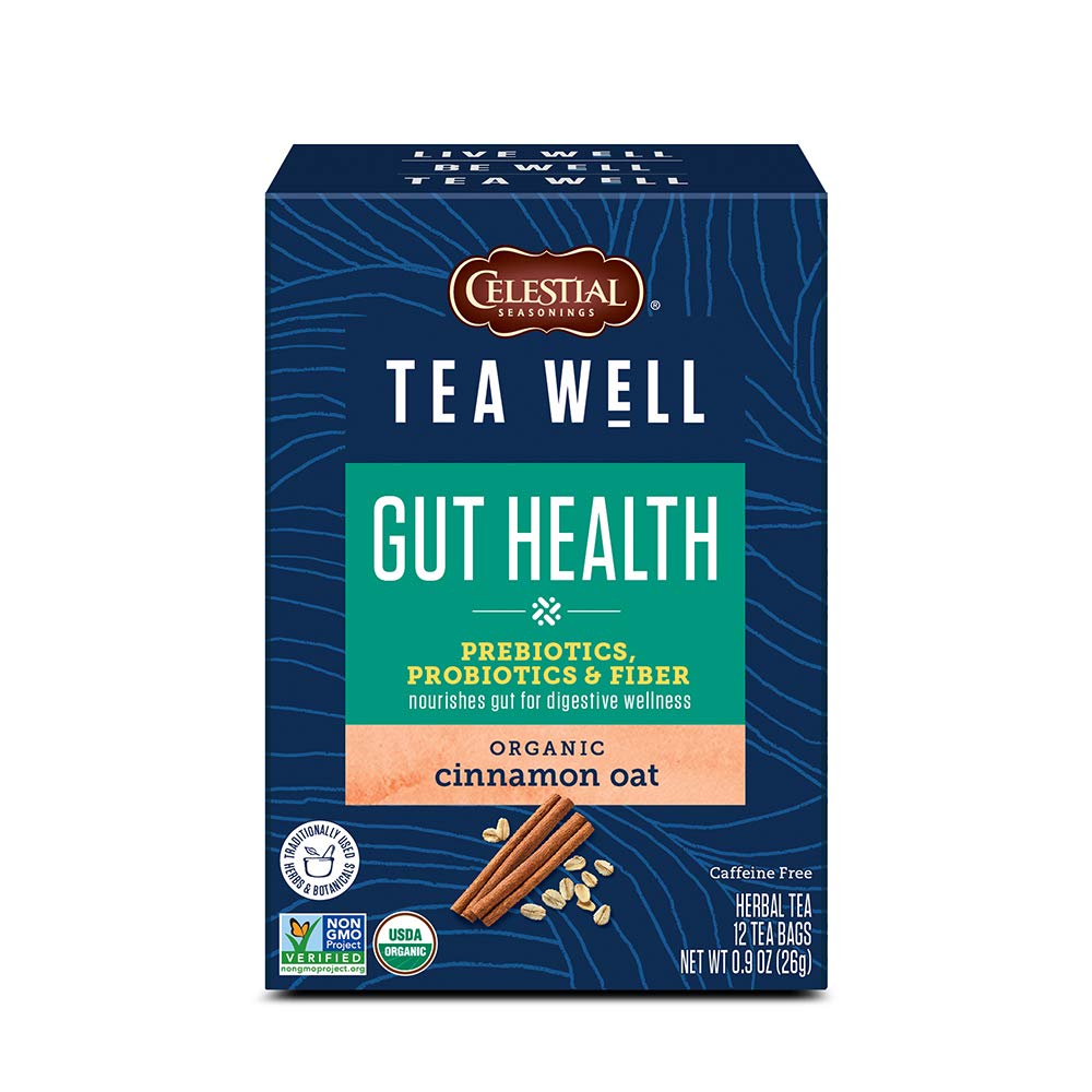 Teawell Celestial Seasonings TeaWell Herbal Tea, Gut Health, Organic Cinnamon Oat