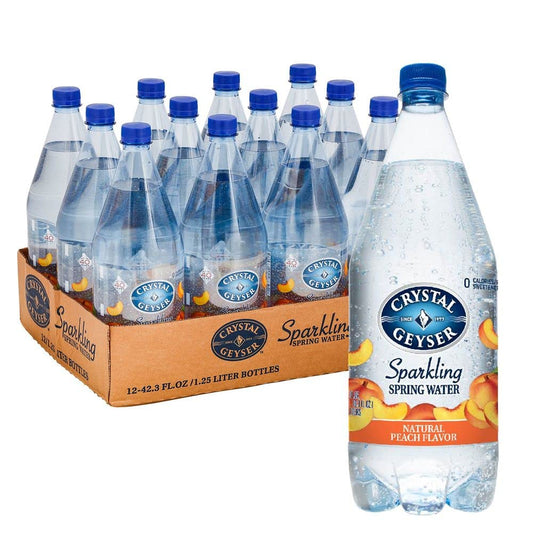 Crystal Geyser Peach Flavor Sparkling Spring Water 72 Oz Pack of 6