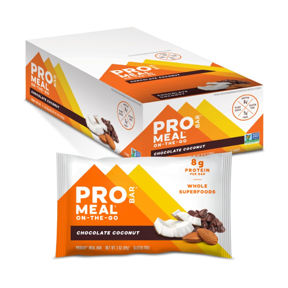 Probar MEAL Bar, Chocolate Coconut, Non-GMO, Gluten-Free, Healthy, Plant-Based, Whole-Food Ingredients, Natural Energy