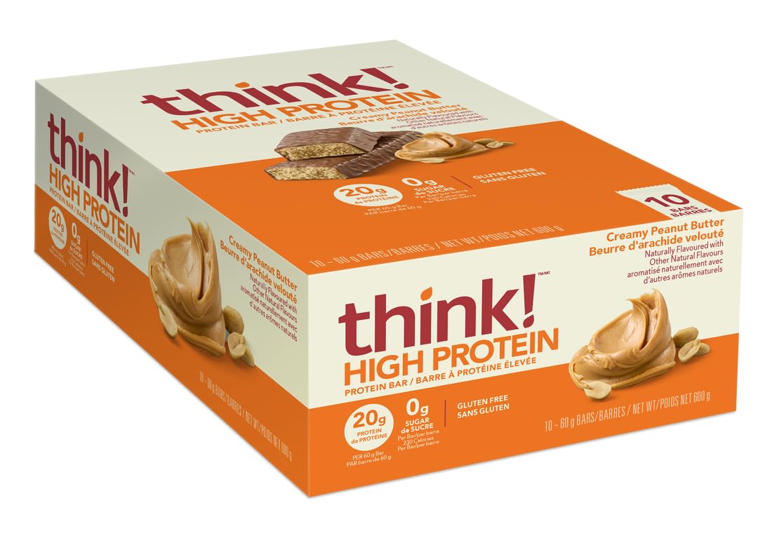 Think! Keto Protein Bars, Healthy Low Carb, Low Sugar, Gluten Free Snack with No Artificial Sweeteners, 4G Net Carbs & 10G of Whey Protein - Chocolate Peanut Butter Pie