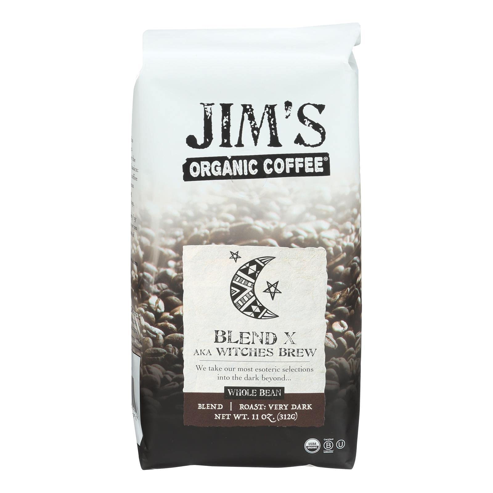 Jims Organic Coffee Witch Brew Organic Coffee Blend Whole Bea