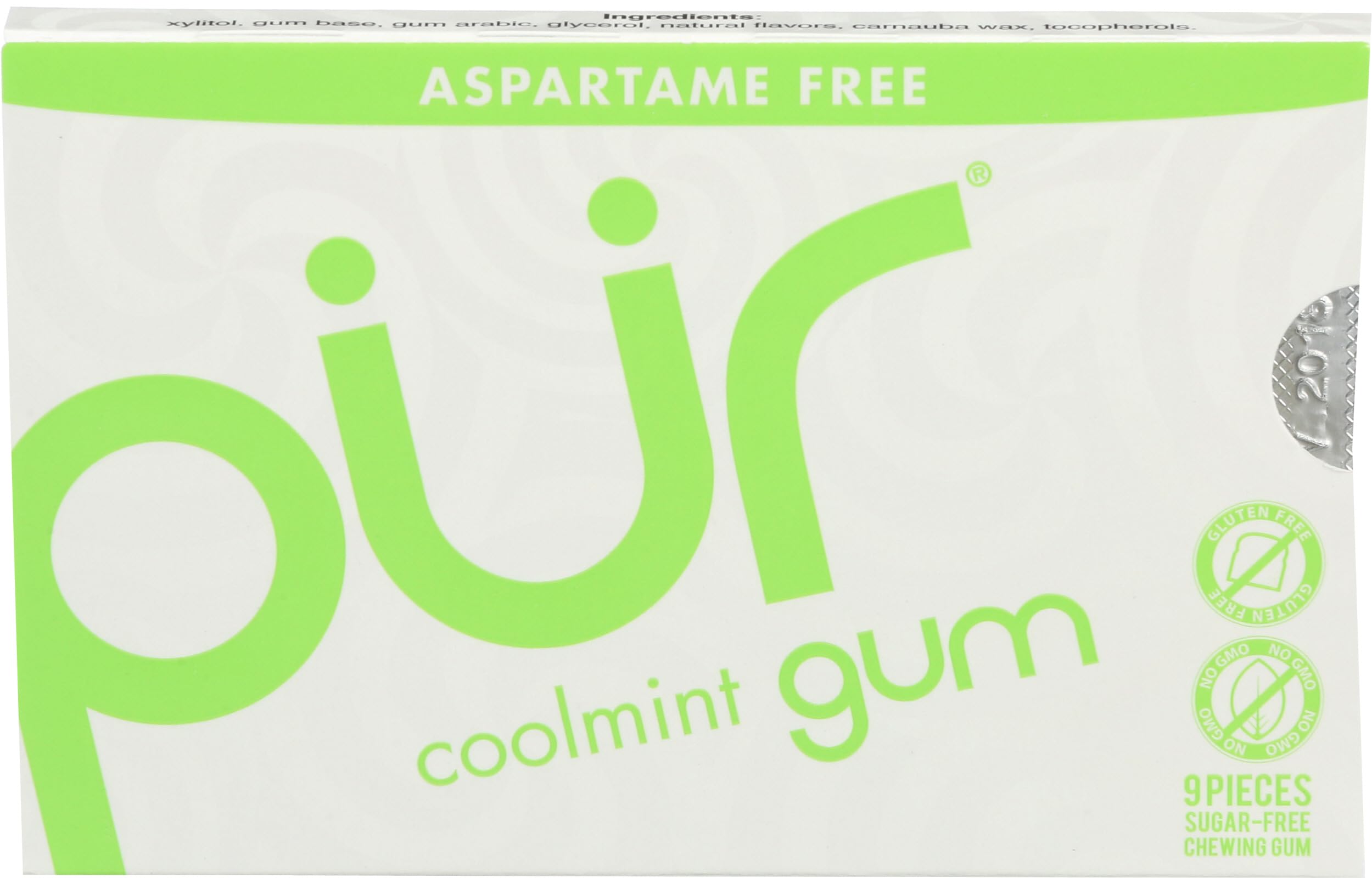 PUR (Pack of 24) Pur Gum Coolmint Natural Sugar Free Gum 9 Pieces