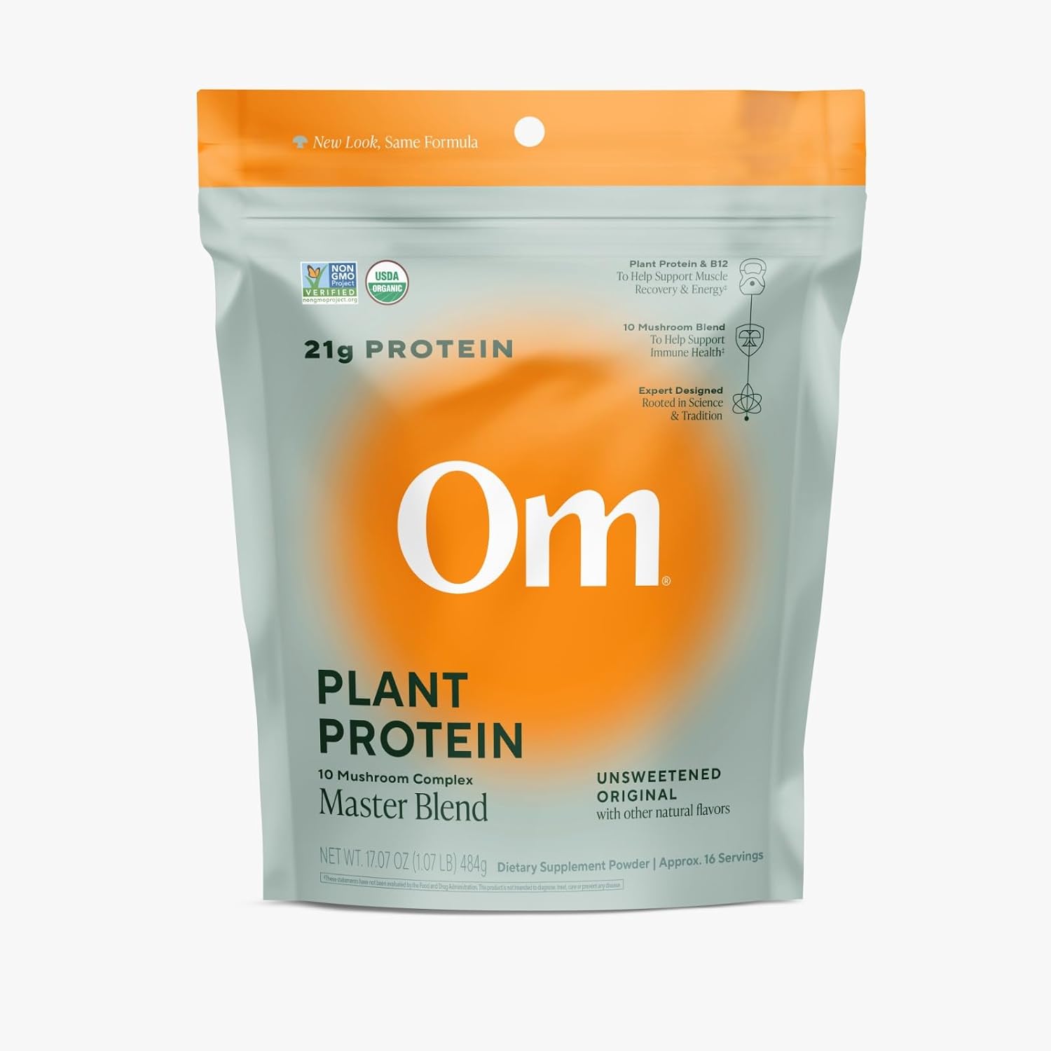 Om Mushrooms Protein Mushroom Sugar Free Original Master Blend