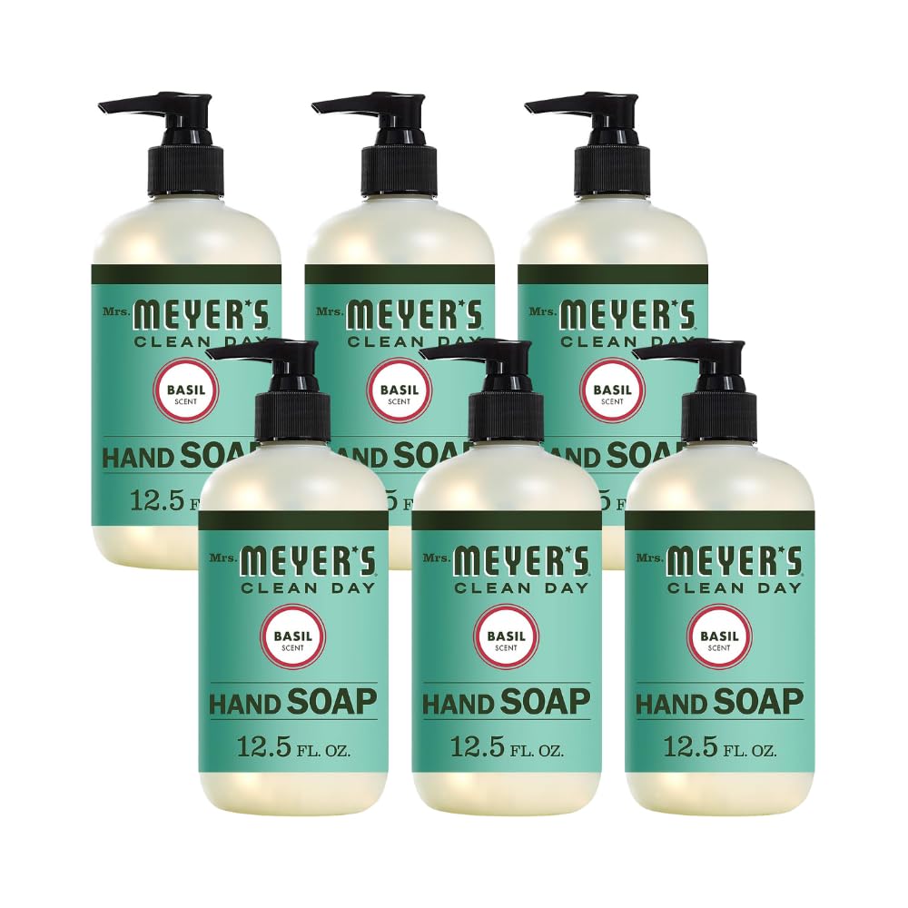 Mrs. Meyer's Clean Day CLEAN DAY Liquid Hand Soap, Cruelty Free Hand Wash Made with Essential Oils, Basil Scent