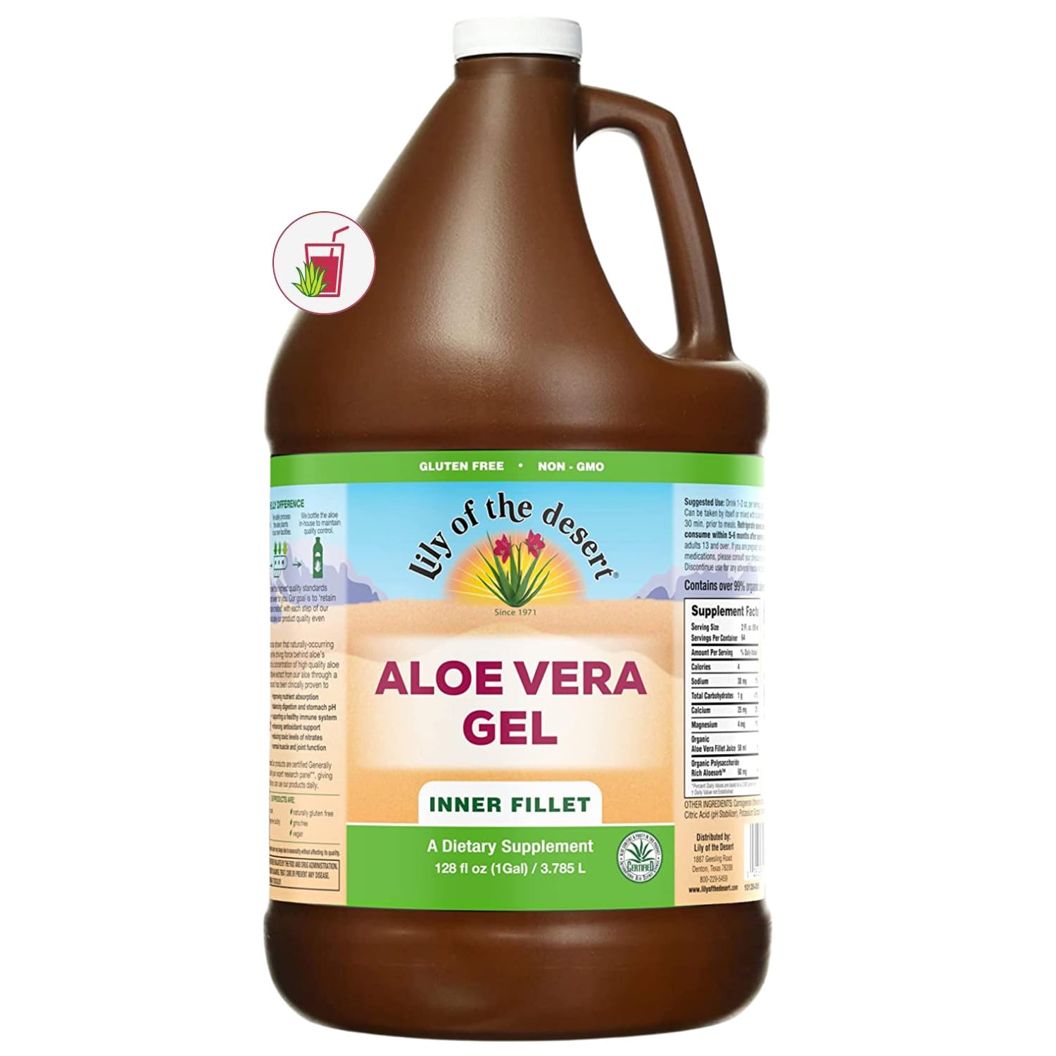 LILY OF THE DES (Pack of 2) Lily of the Desert Aloe Vera Gel Nutritional Supplement 128 Oz