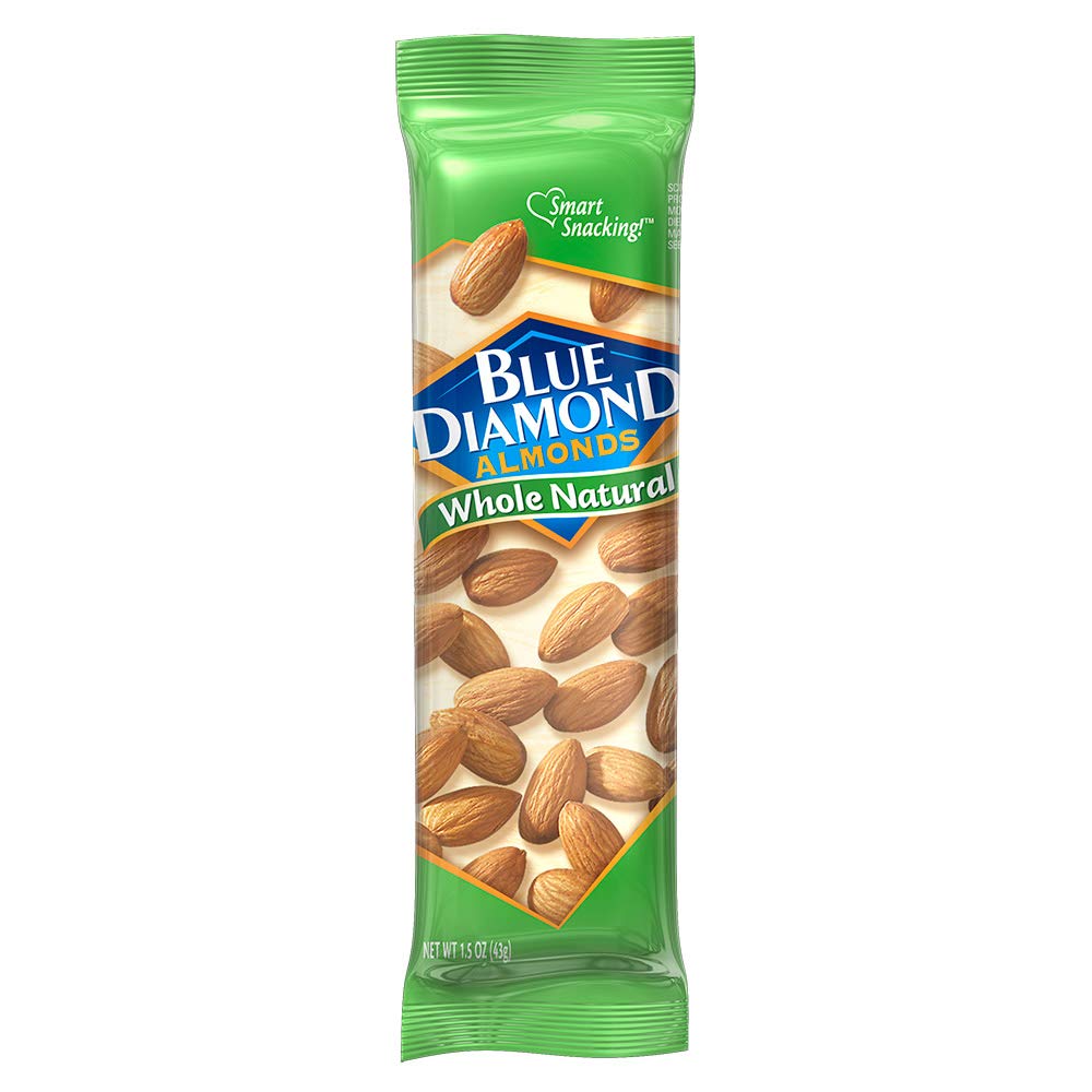 BLUE DIAMOND (Pack of 36) Blue Diamond Almonds Whole Natural Almond Tube 1.5 Oz