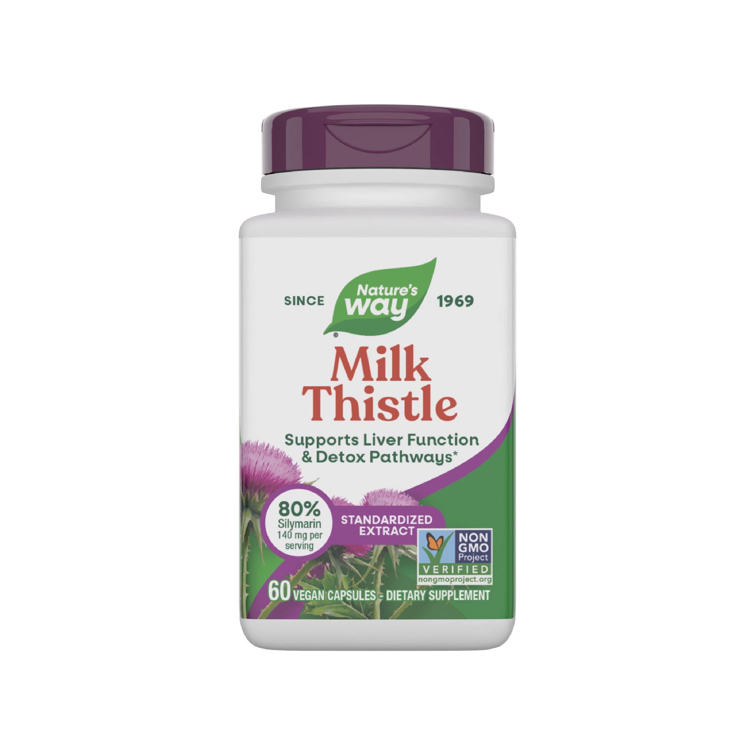 NATURES WAY (Pack of 4) Nature's Way Milk Thistle Standardized Herbal Supplement 60 Capsules