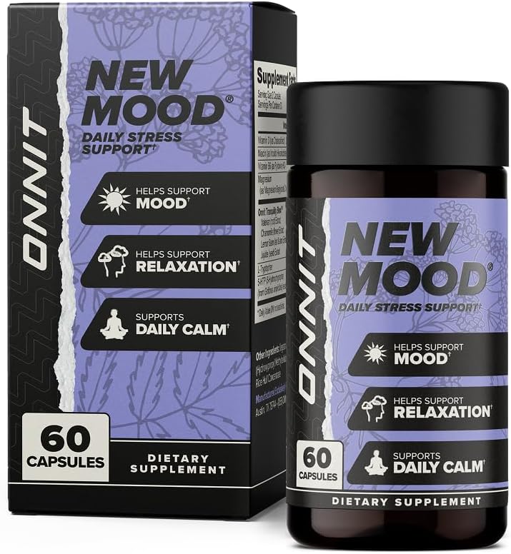Onnit New Mood Daily Stress Support Capsules, IGEN™ Non-GMO Tested, Sleep and Mood Support Supplement for Men and Women, Daily Stress Management Capsules