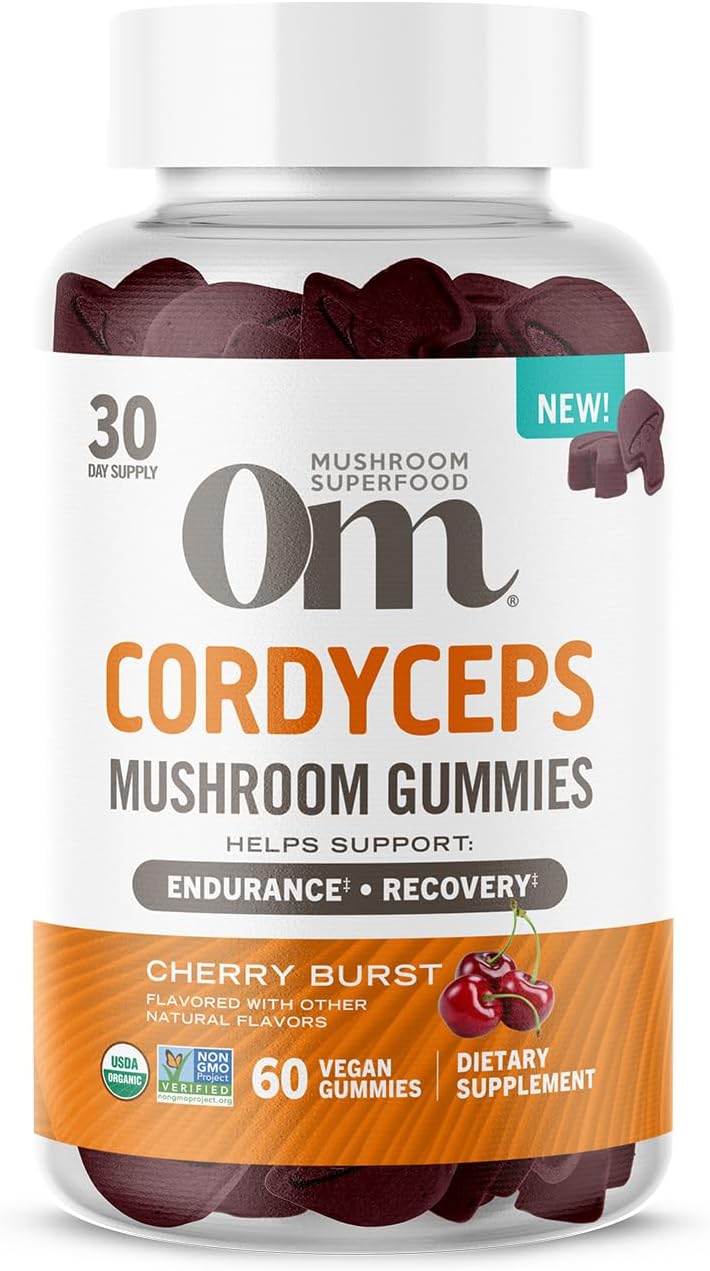 OM MUSHROOMS (Pack of 3) Om Mushrooms Cordyceps Mushroom Gummys Herbal Supplement 60 Each
