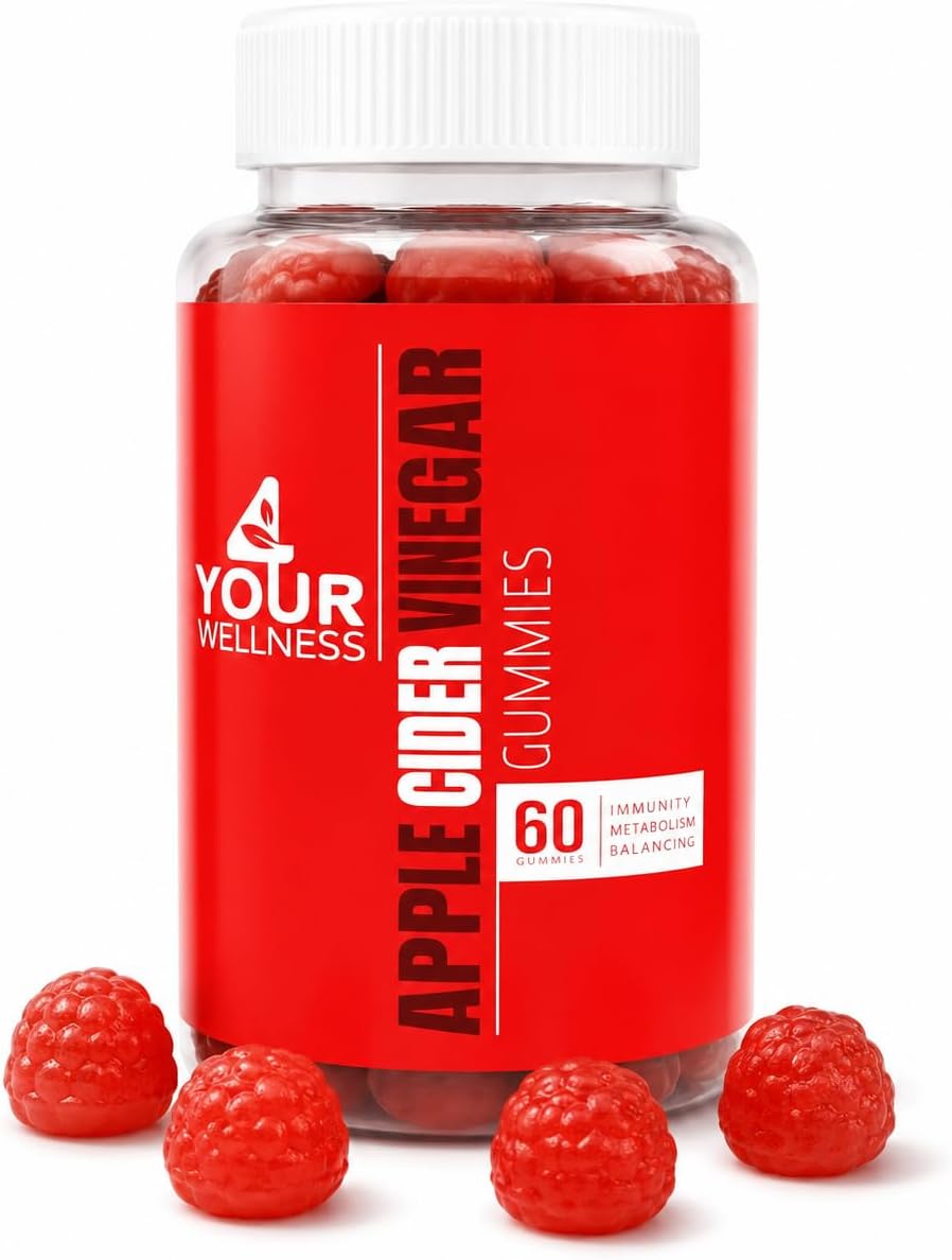 4 YOUR WELLNESS (Pack of 6) 4 Your Wellness Apple Cider Vinegar Gummy Energy Supplemen 60 Pieces