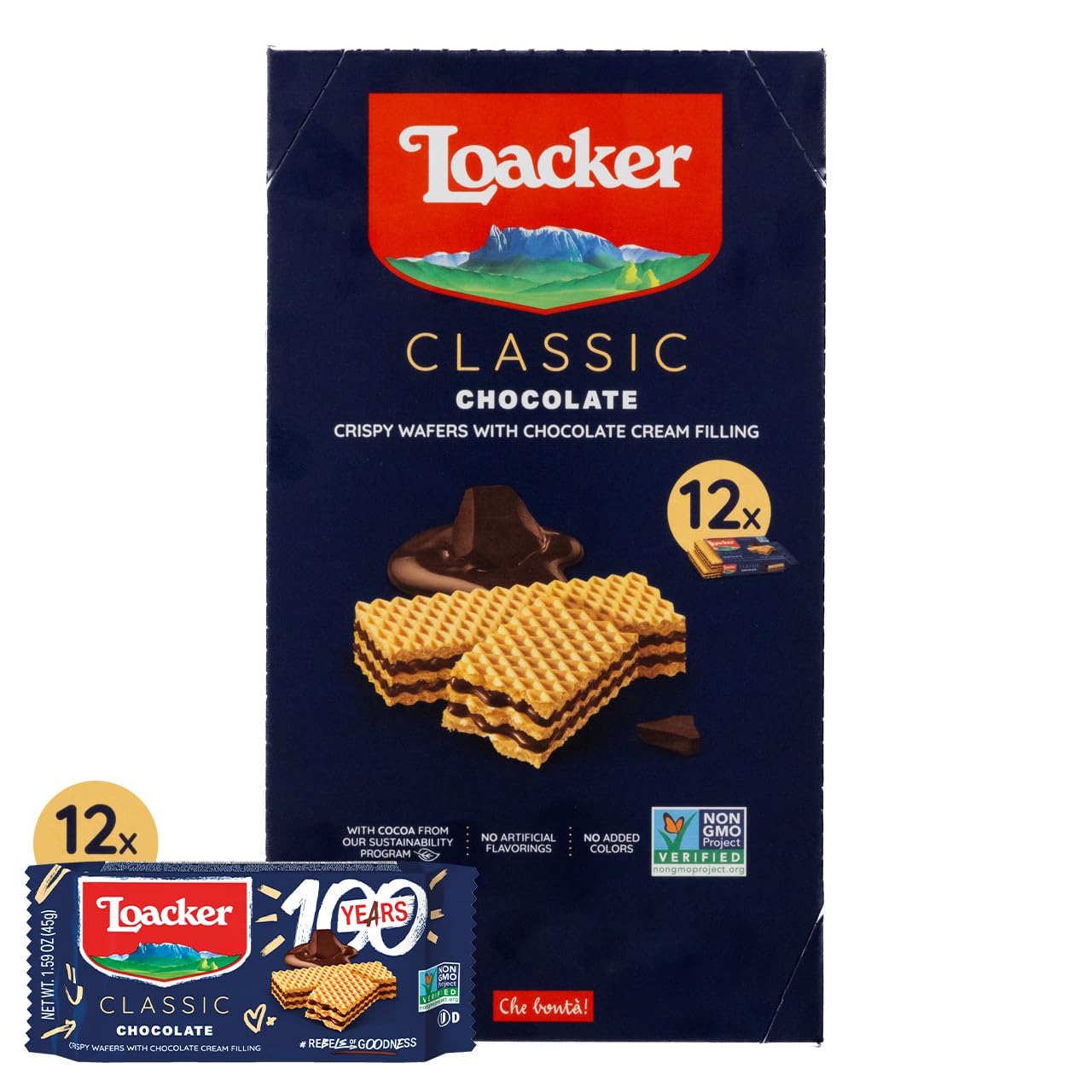 LOACKER (Pack Of 24) Loacker Classic Chocolate Wafer 1.59 Oz - 2 Boxes 12 each