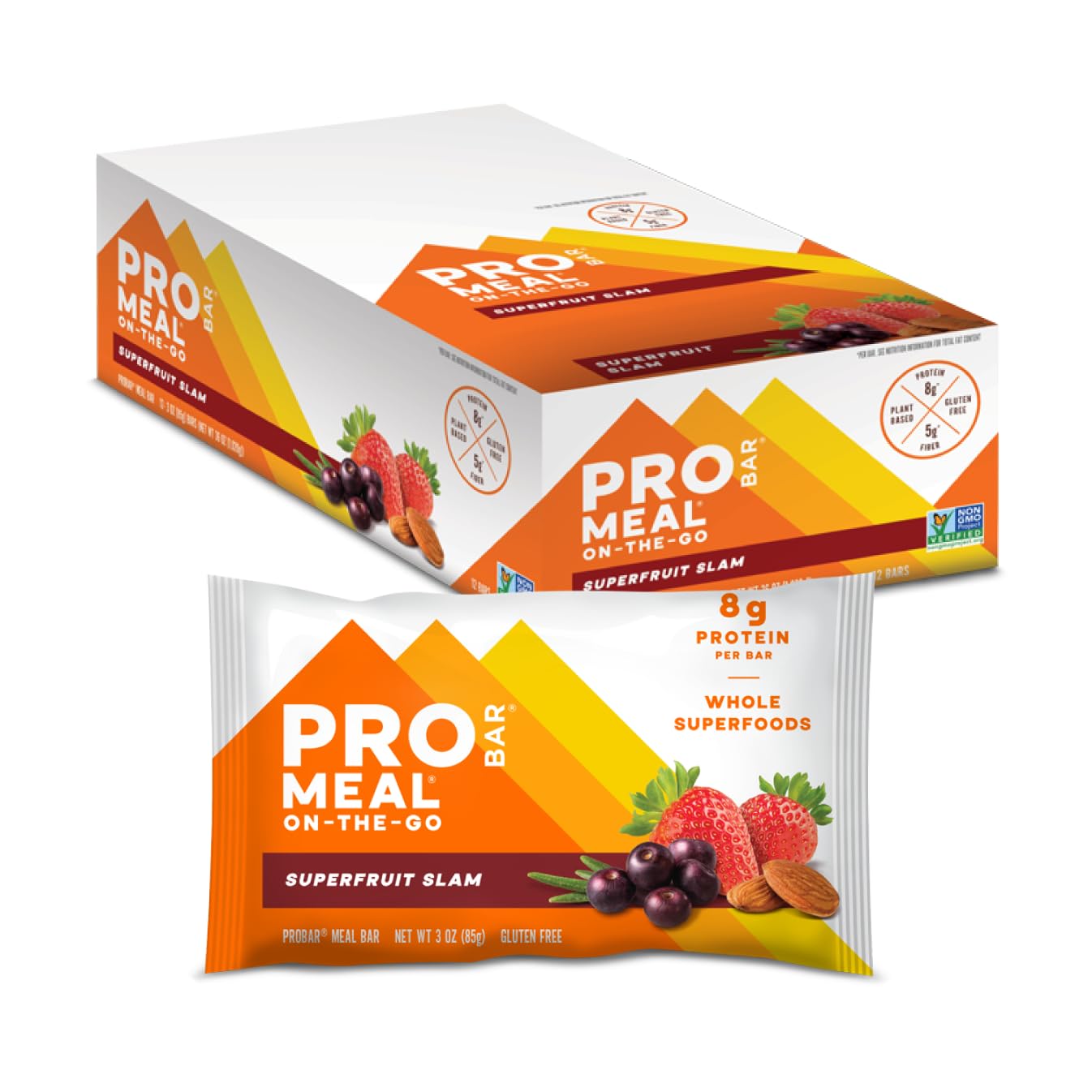 Probar MEAL Bar, Superfruit Slam, Non-GMO, Gluten-Free, Healthy, Plant-Based, Whole-Food Ingredients, Natural Energy