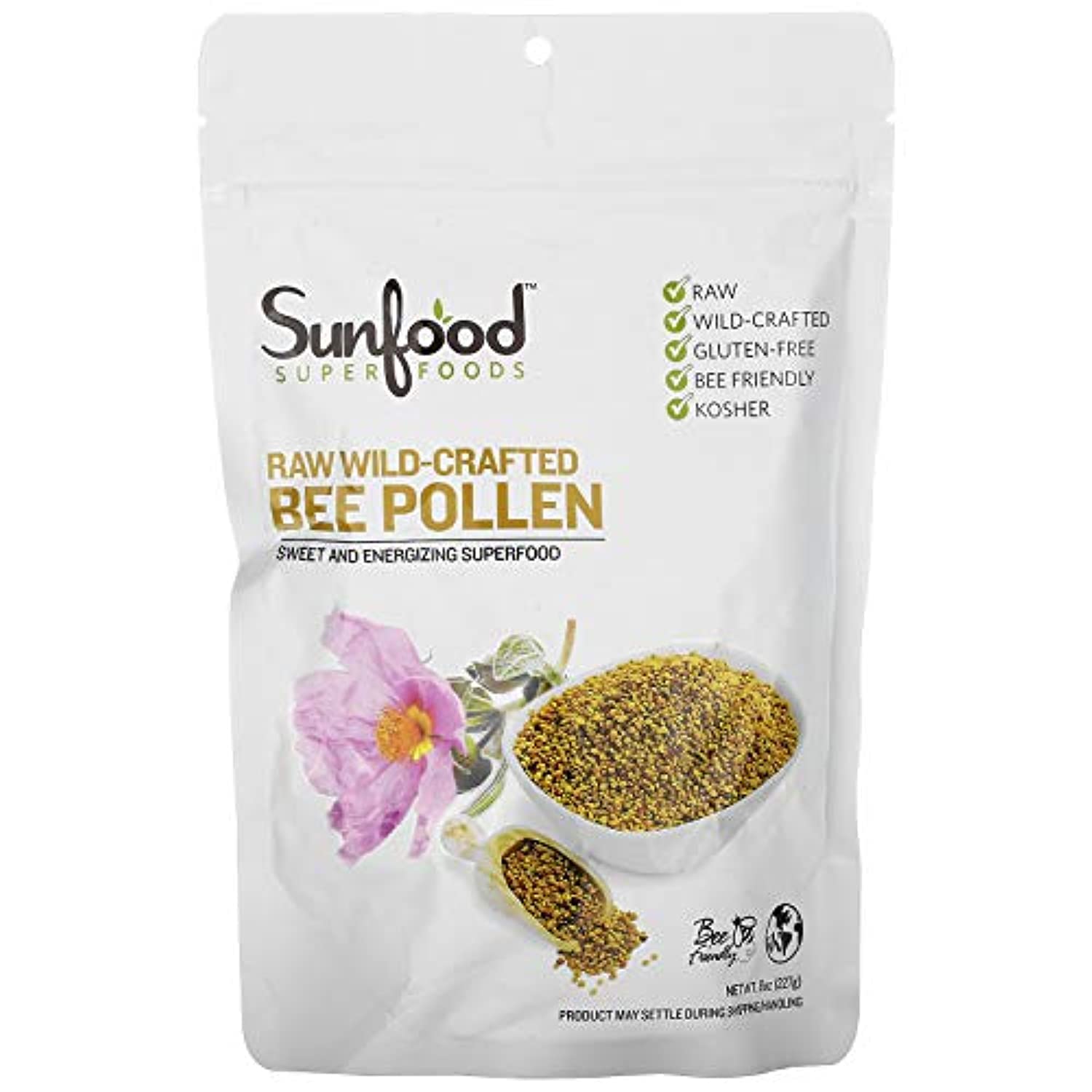 SUNFOOD SUPERFO (Pack of 4) Sunfood Superfoods Bee Pollen Wild Raw Nutritional Supplement 8 Oz