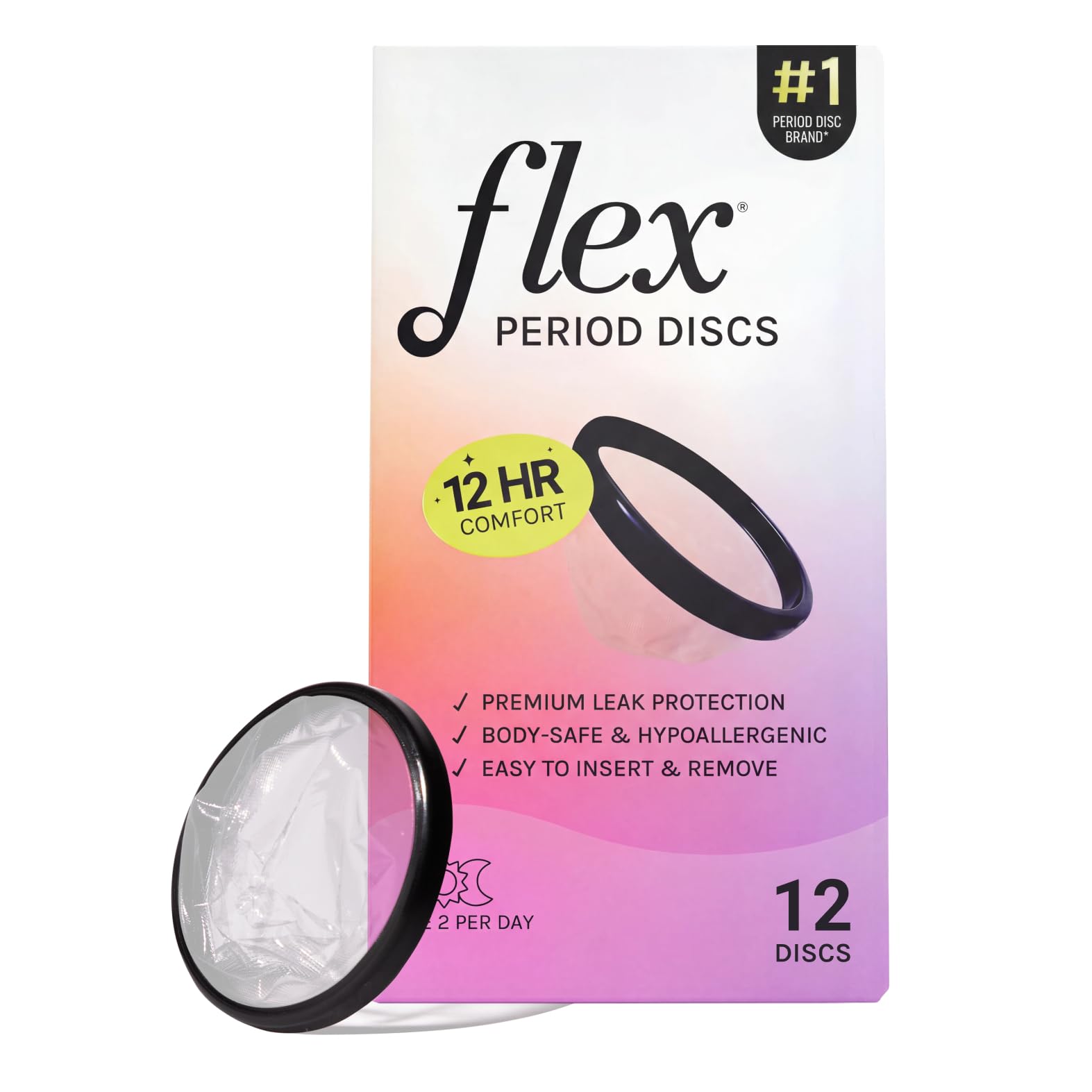 FLEX (Pack of 3) Flex Menstrual Discs for Women Reusable Wearable 12 Each