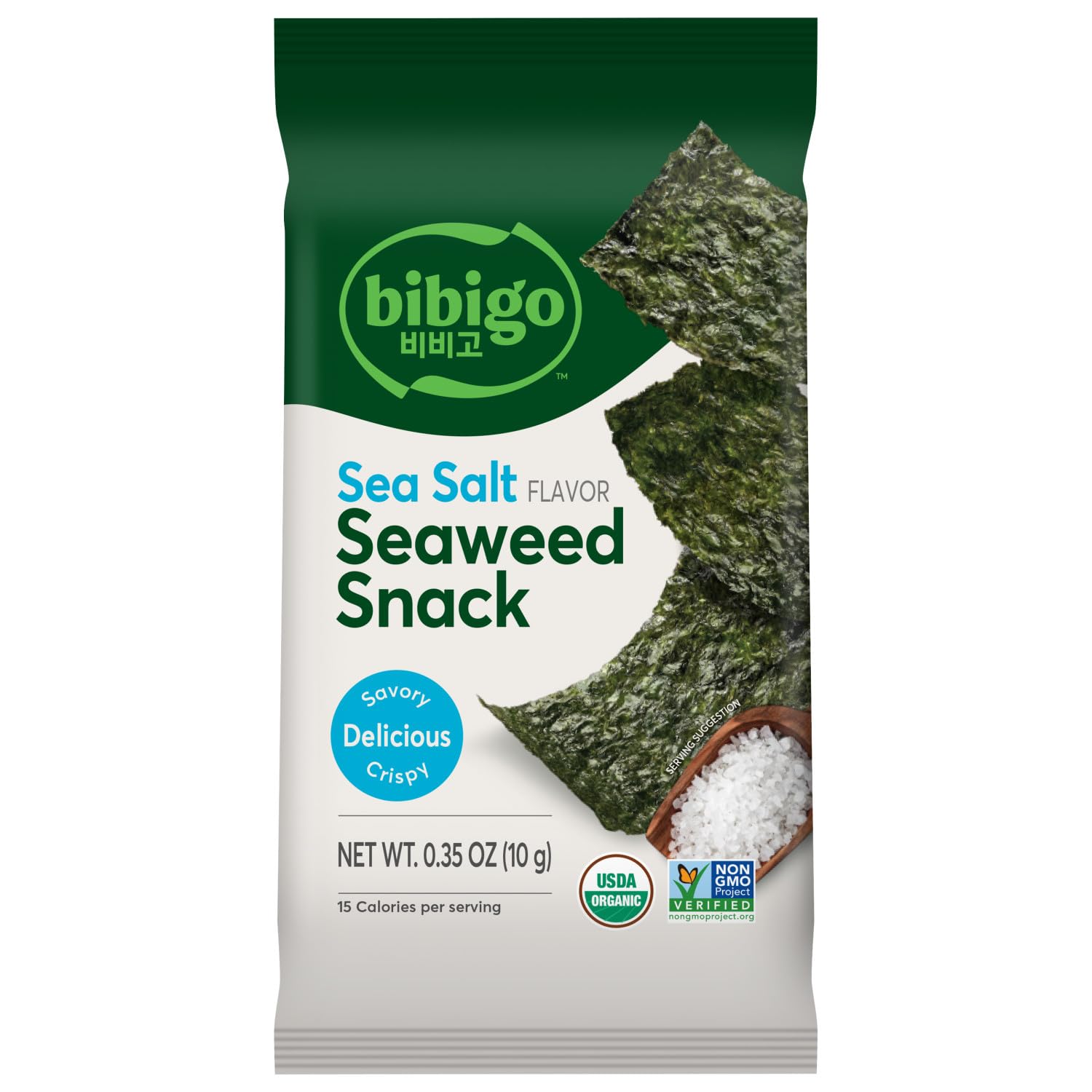 BIBIGO (Pack of 24) Bibigo Seaweed Snack Sea Salt Natural Grocery Snack 0.35 Oz