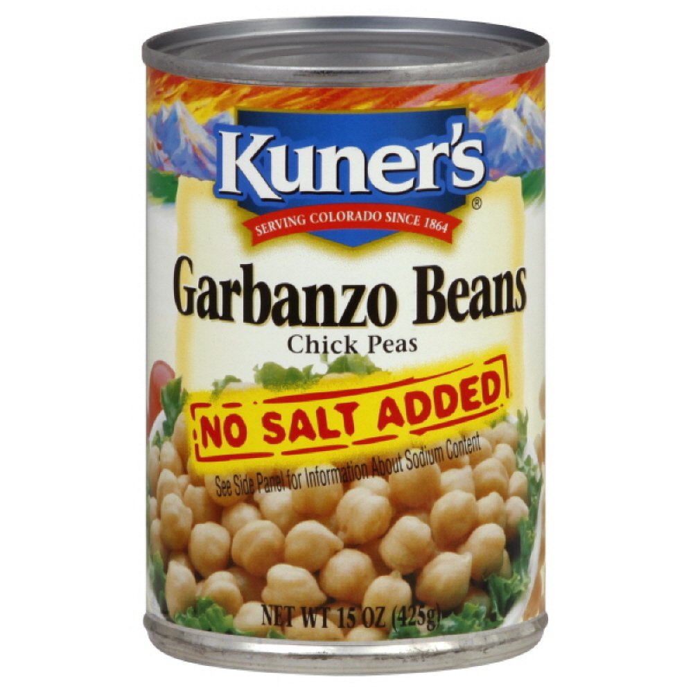 KUNERS (Pack of 24) Kuner's Bean Garbanzo No Salt Canned Beans 15 Oz
