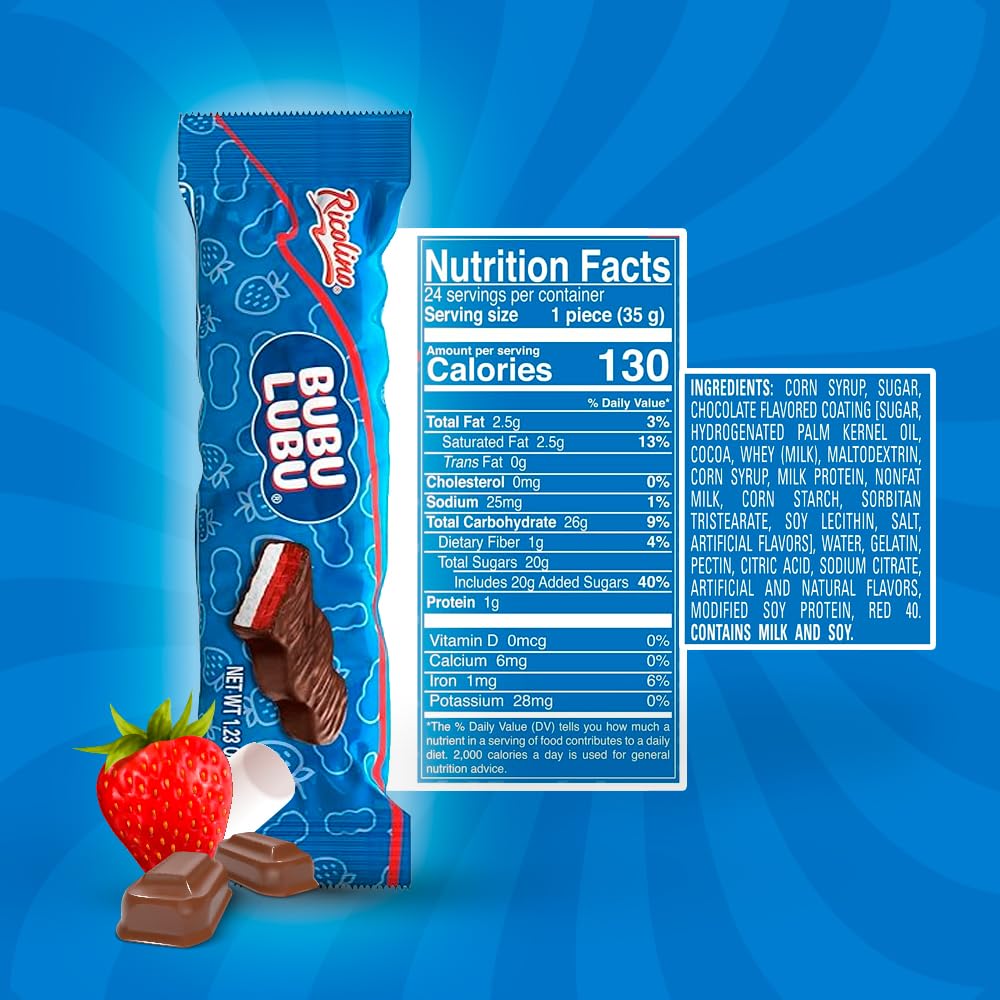 RICOLINO (Pack of 72) Ricolino Chocolate Bubulubu Bar Mexican Confection 1.23 Oz