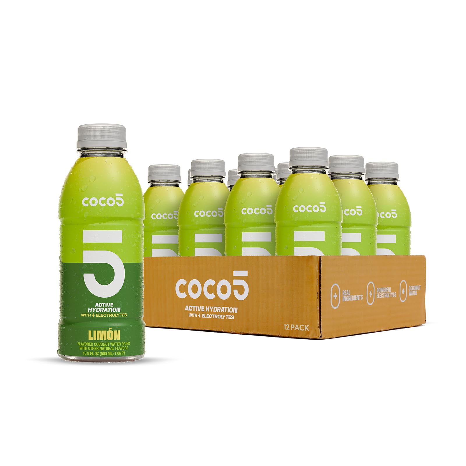 COCO5 (Pack of 24) Coco5 Water Limon Coconut Water Beverage 16.9 Fl Oz
