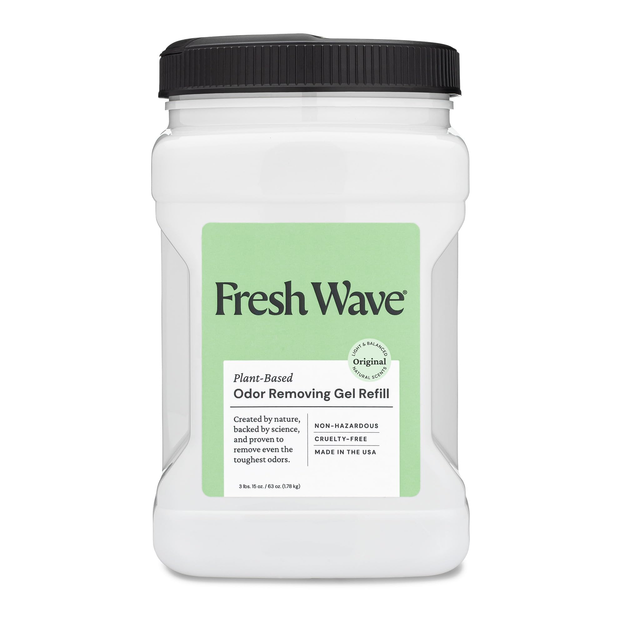 Fresh Wave Original Scent Odor Removing Gel Refill, 63 oz. / Safer Odor Absorbers for Home, Cooking, Trash, & Pets Areas / Natural Plant-Based Odor Eliminator