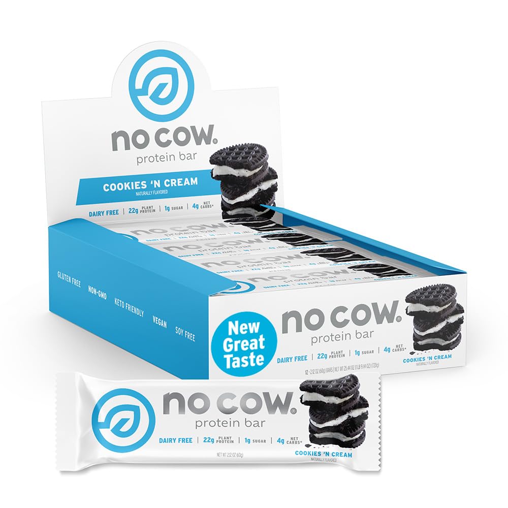 No Cow Bar Cookies N Cream Nutritional Protein Bars