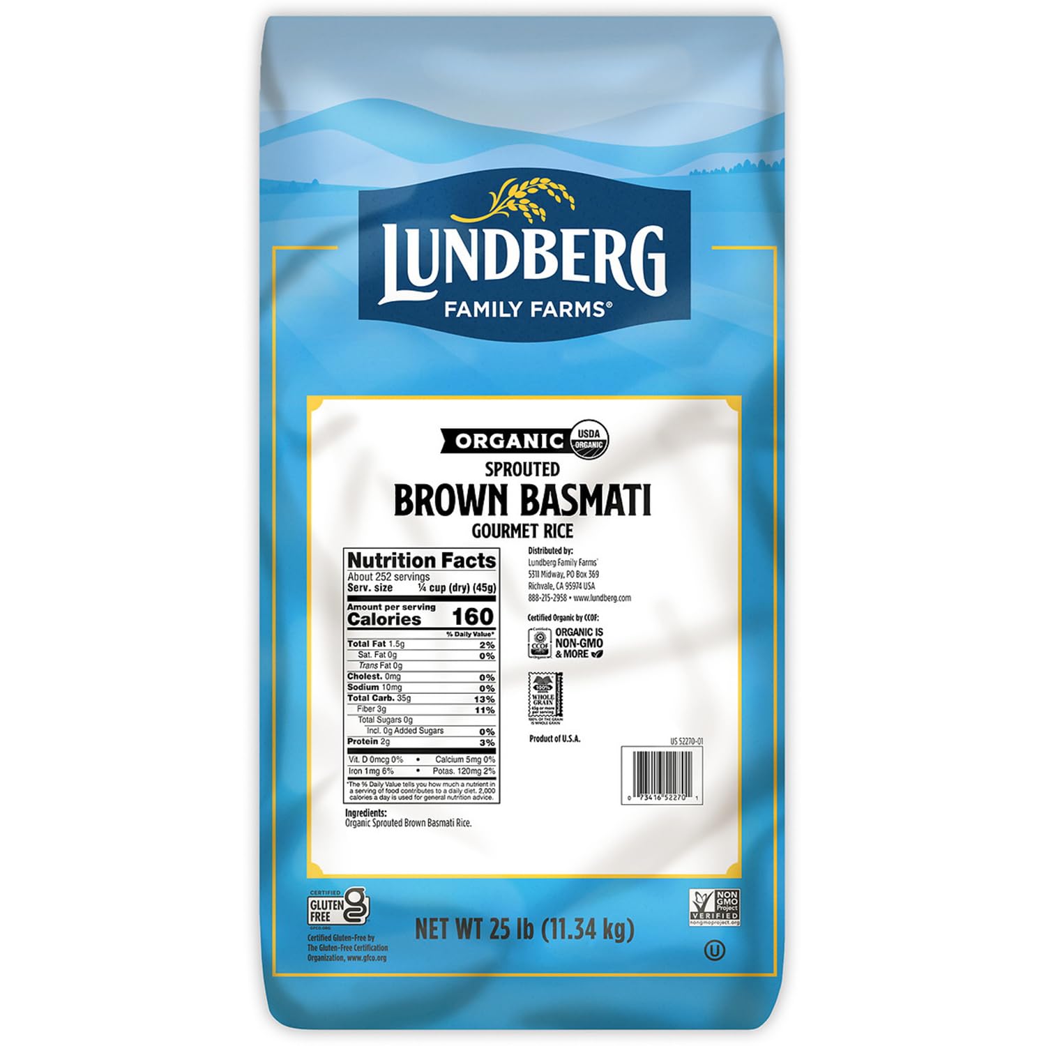 Lundberg Organic Long-Grain Brown Basmati Rice, Bulk – Non-Sticky, Fluffy & Aromatic, Responsibly Grown in California