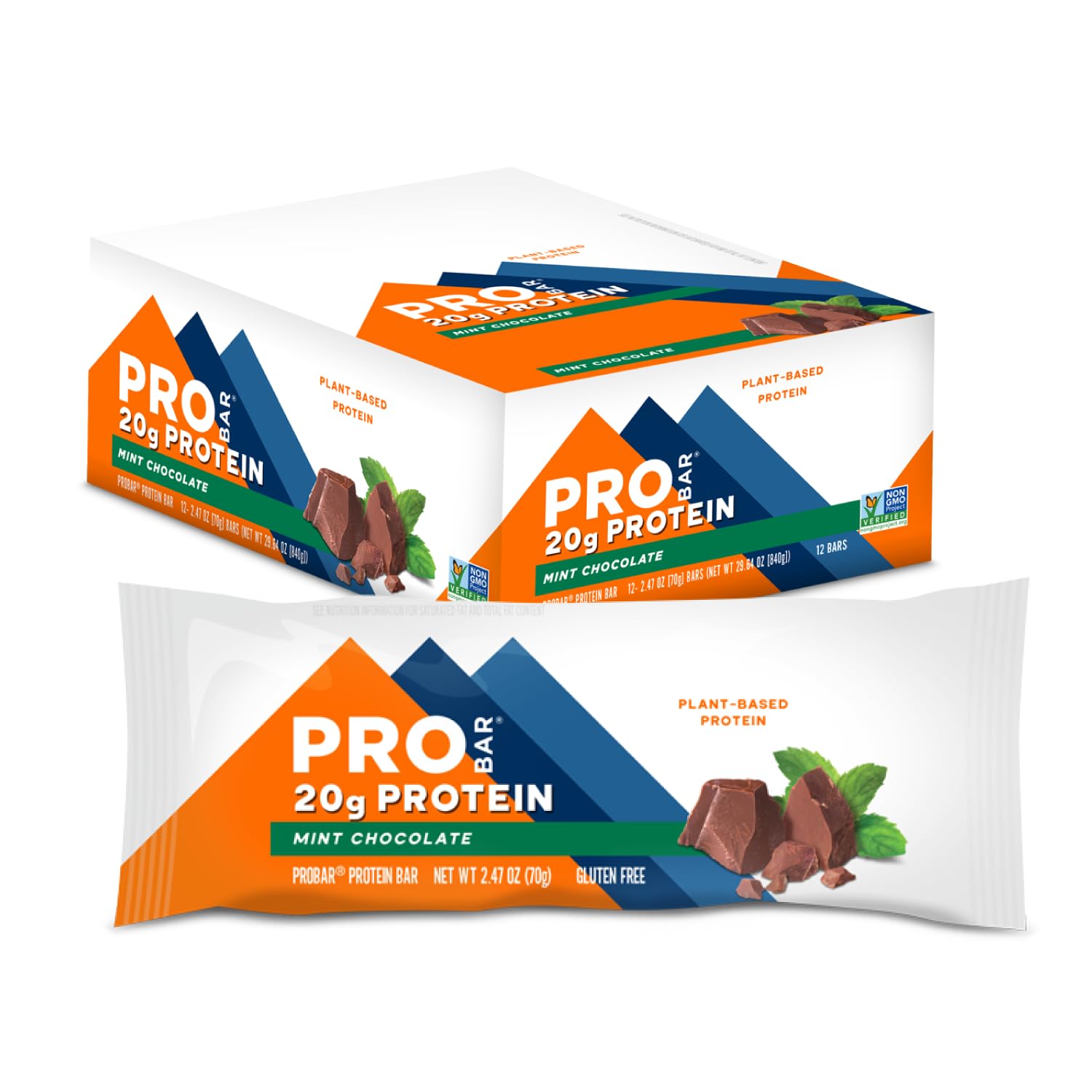 Probar PROTEIN Bar, Mint Chocolate, Non-GMO, Gluten-Free, Healthy, Plant-Based, Whole-Food Ingredients, Natural Energy