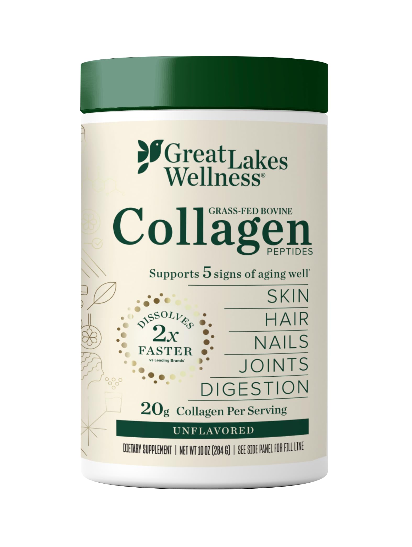 GREAT LAKES WEL (Pack of 2) Great Lakes Wellness Collagen Peptides Unflavored Protein Powd 10 Oz