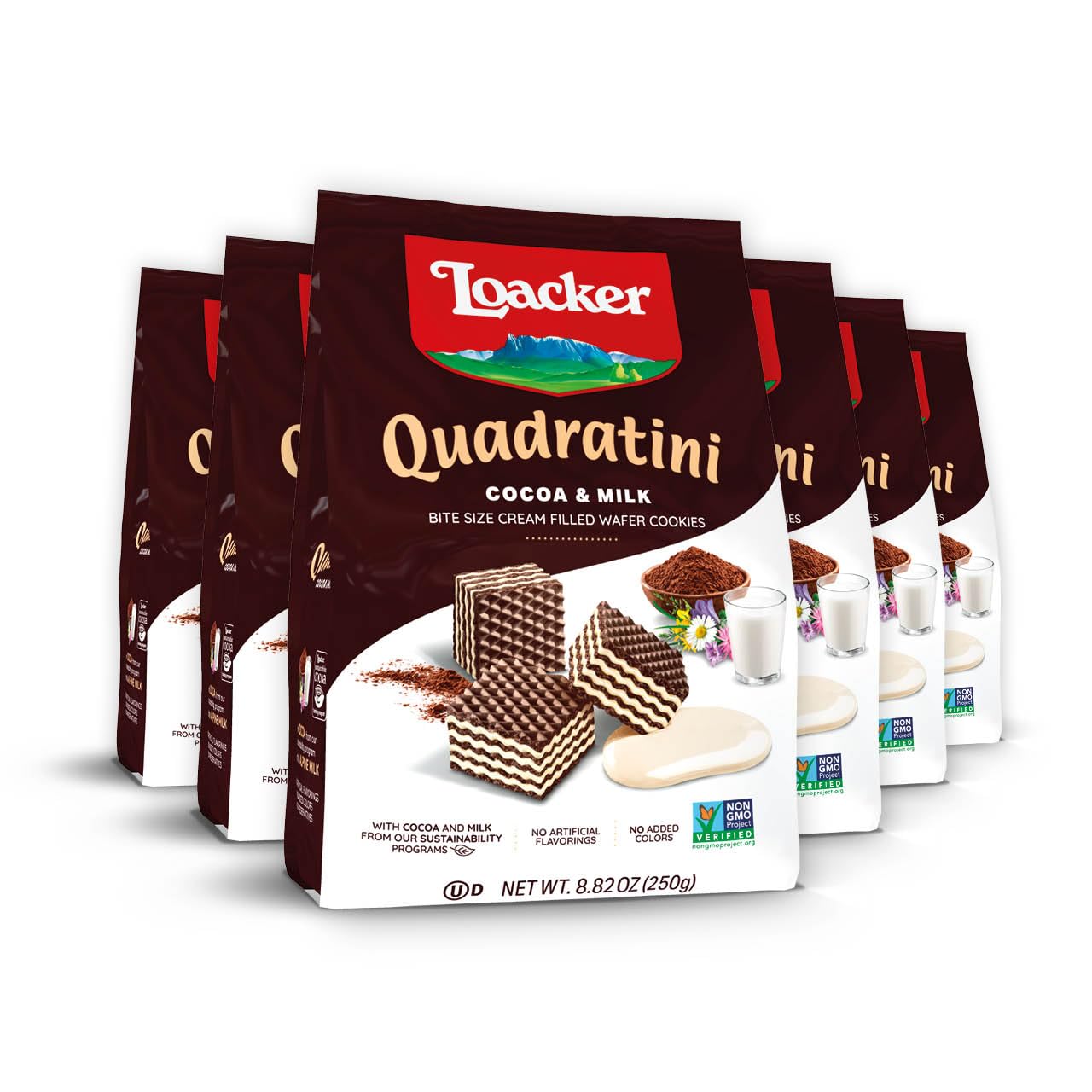 Loacker Quadratini Cocoa & Milk Wafer Cookies