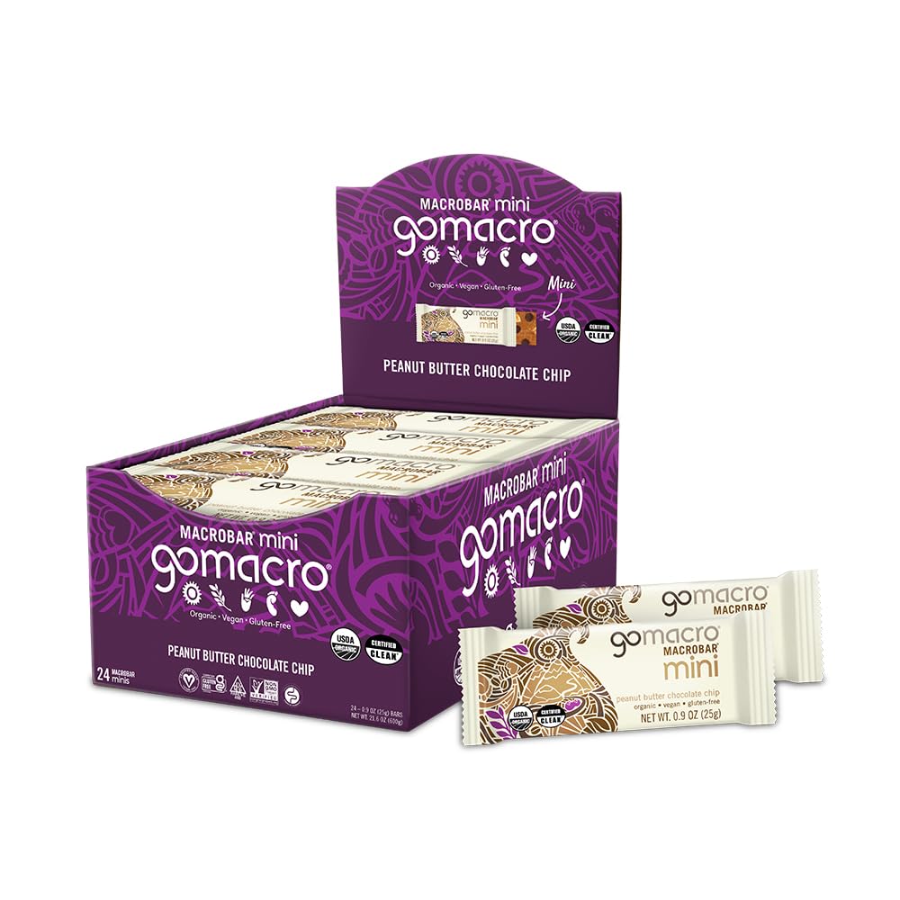 Gomacro MacroBar Mini Organic Vegan Snack Bars - Peanut Butter Chocolate Chip (0.90 Ounce Bars