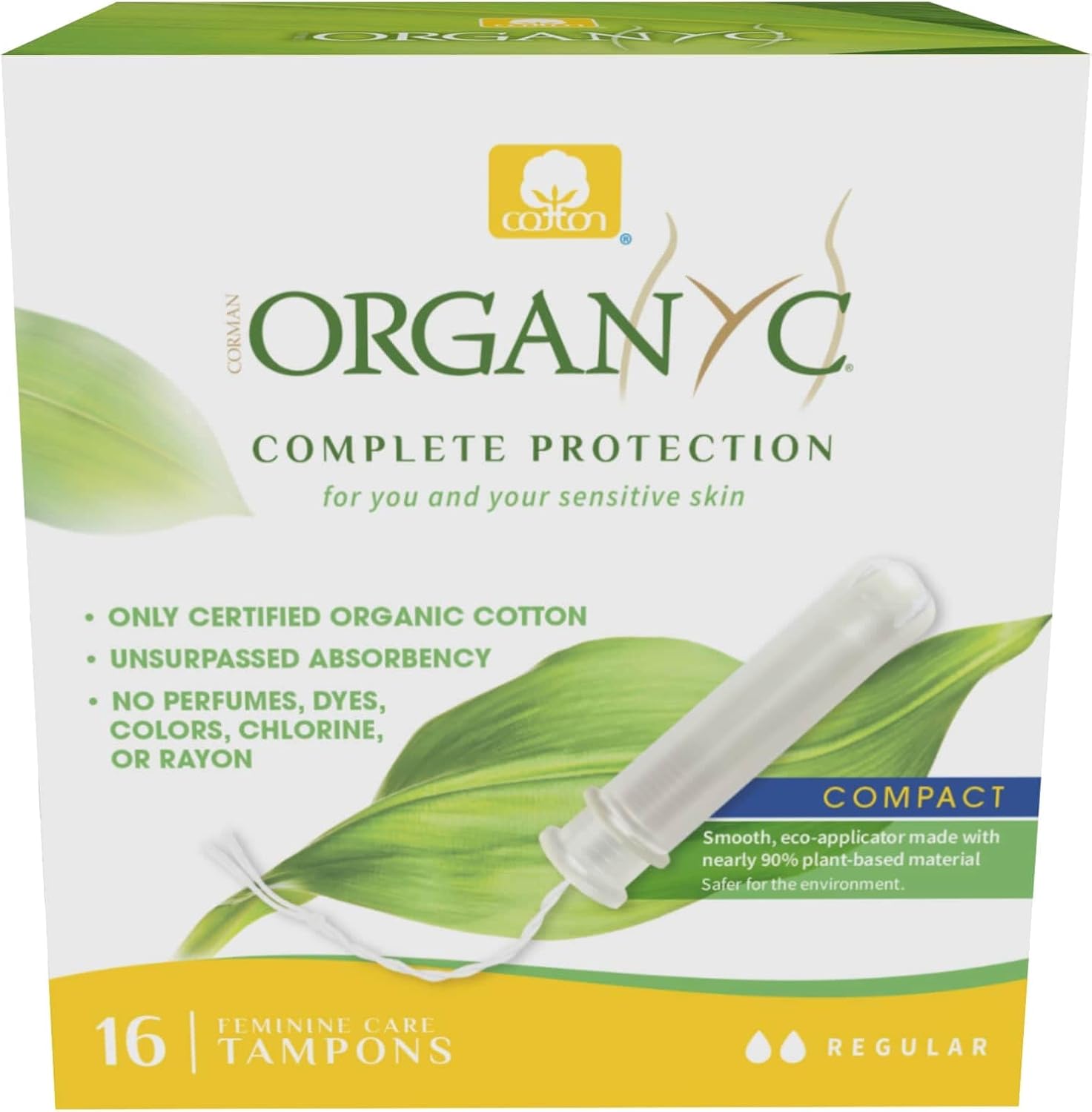 ORGANYC (Pack of 9) Organyc Regular Eco Applicator Tampons Organic Cotton 16 Pieces