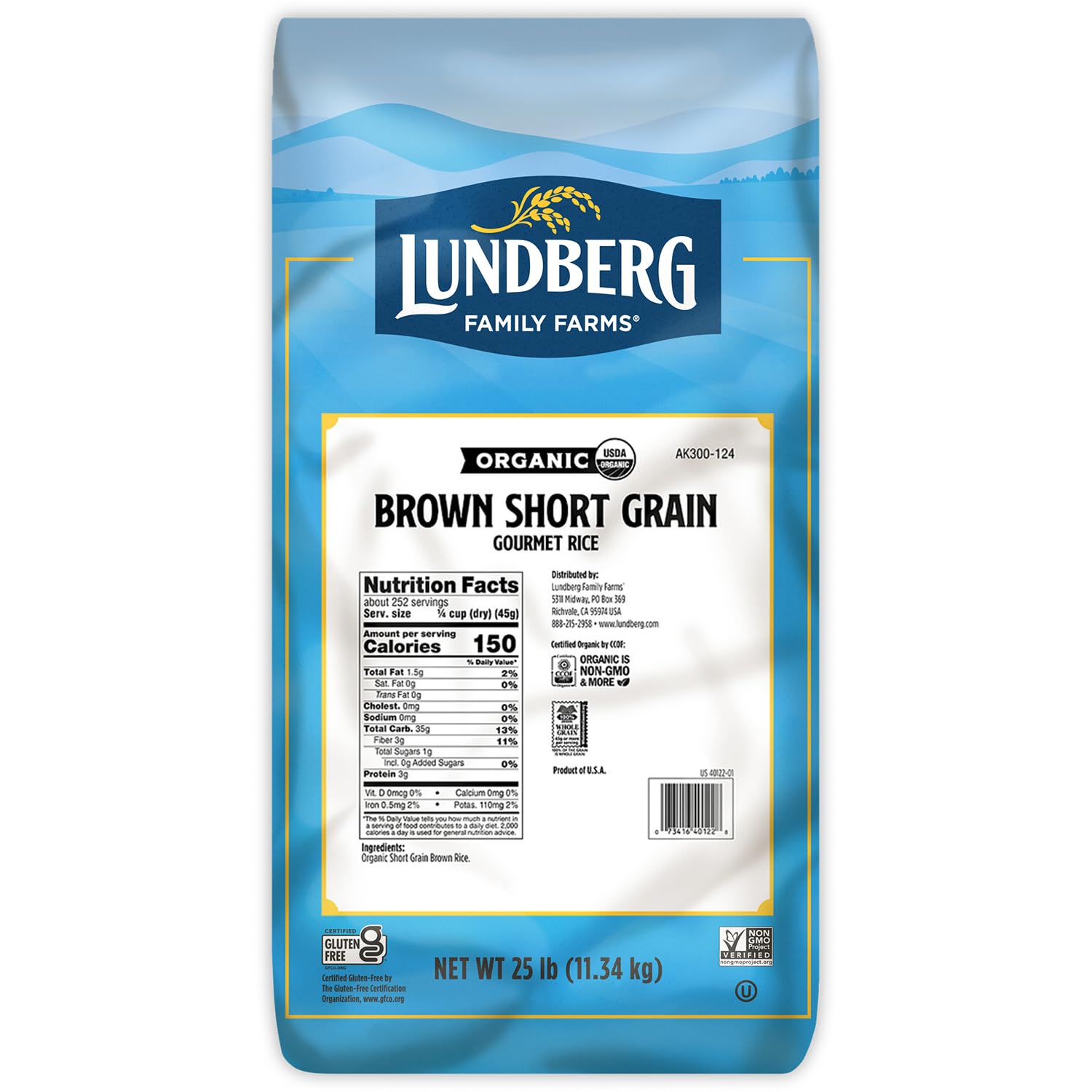 Lundberg Organic Brown Rice, Short Grain - Whole Grain Rice that Clings Together When Cooked, Subtle Nutty Flavor, Healthy Food, Vegan, Pantry Staples, Organic Rice Grown in California