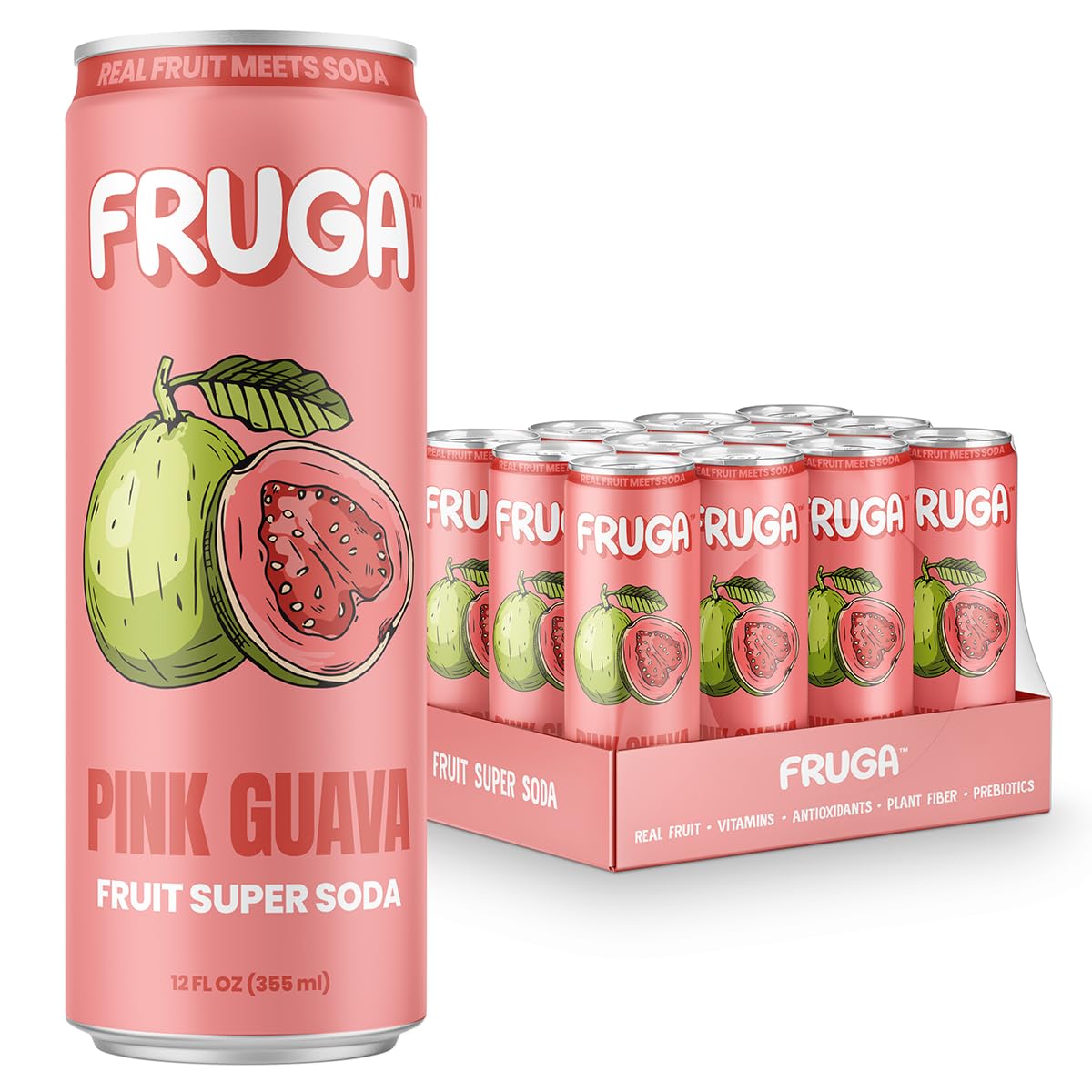 Fruga Soda Prebiotic Pink Guava Functional Soda