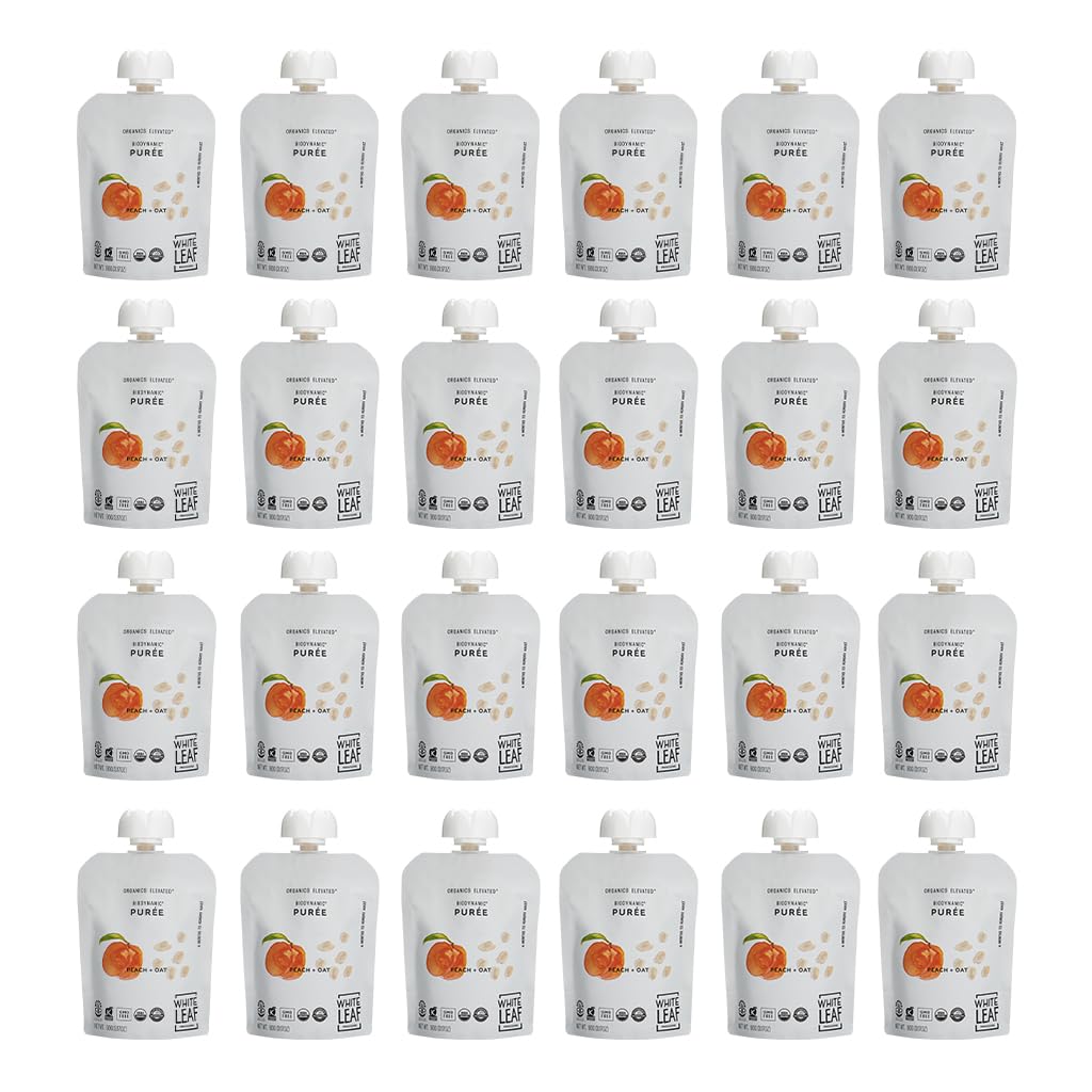 WHITE LEAF PROV (Pack of 24) White Leaf Provision Baby Food Peach Oat Puree Natural Groc 3.17 Oz