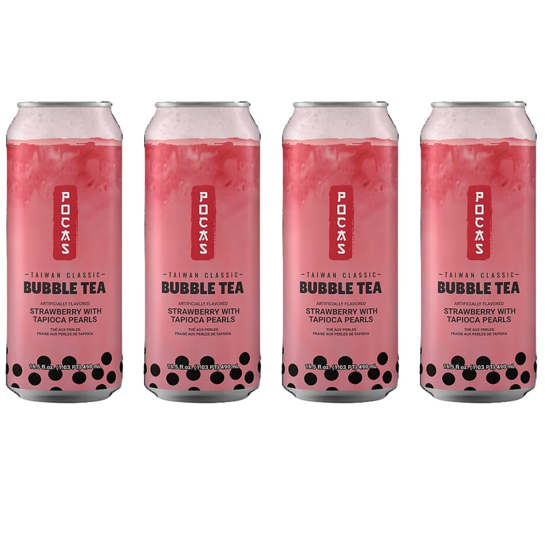 Pocas Tea Bubble Strawberry Popping Boba RTD Beverage