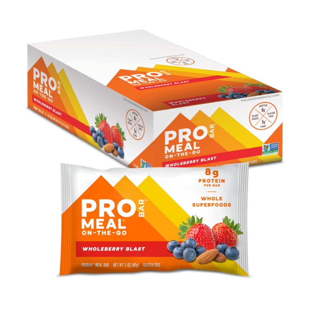 Probar MEAL Bar, Wholeberry Blast, Non-GMO, Gluten-Free, Healthy, Plant-Based, Whole-Food Ingredients, Natural Energy