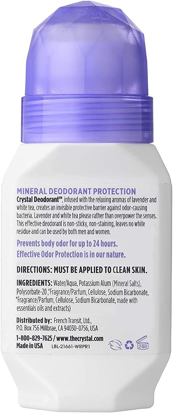 CRYSTAL BODY DE (Pack of 15) Crystal Body Deodorant Rollon Lavender & White Tea 2.25 Oz