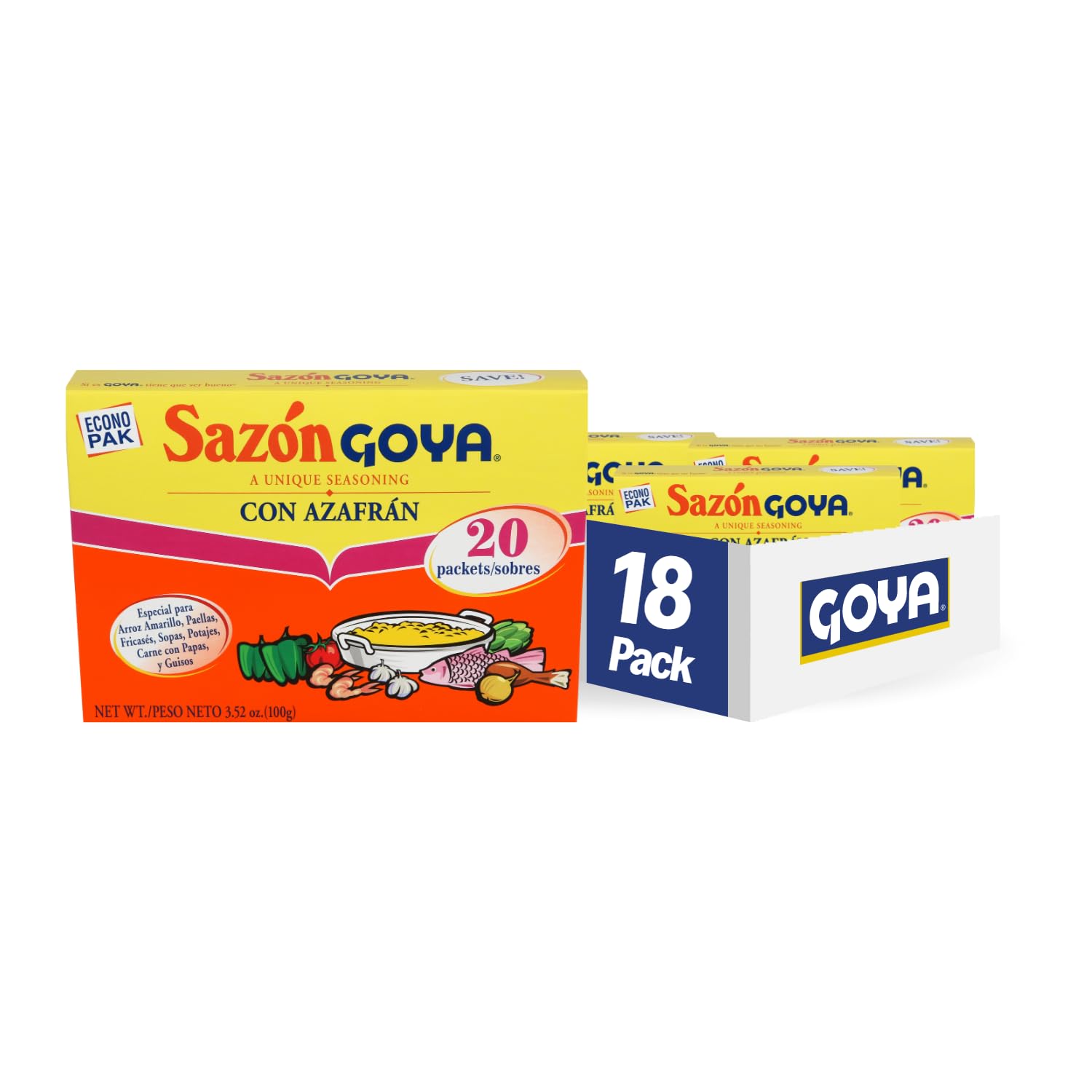 Goya Sazon Azafran Seasoning Blend 20 Count