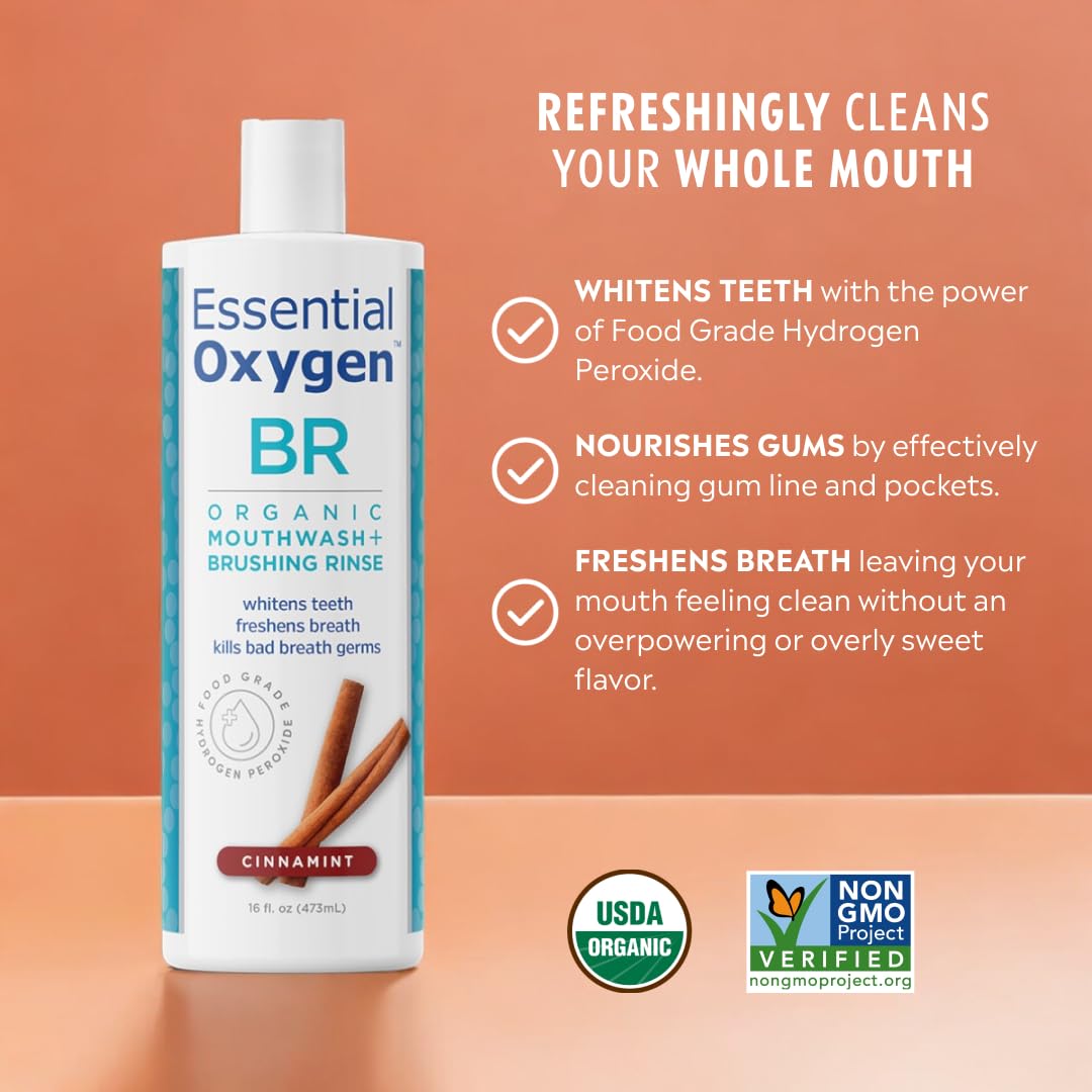 ESSENTIALOXYGEN (Pack Of 5) Essential Oxygen Mouthwash Cinnamint 16 Oz